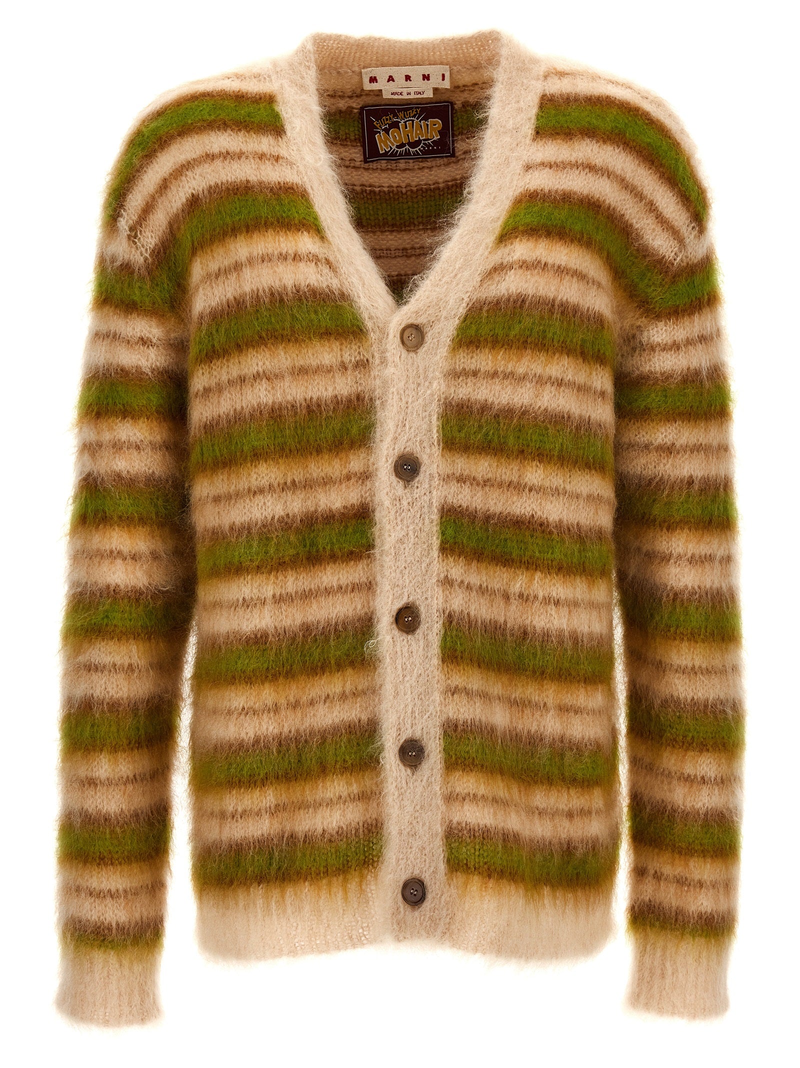 Marni-Striped Mohair Cardigan Maglioni Multicolor-Uomo