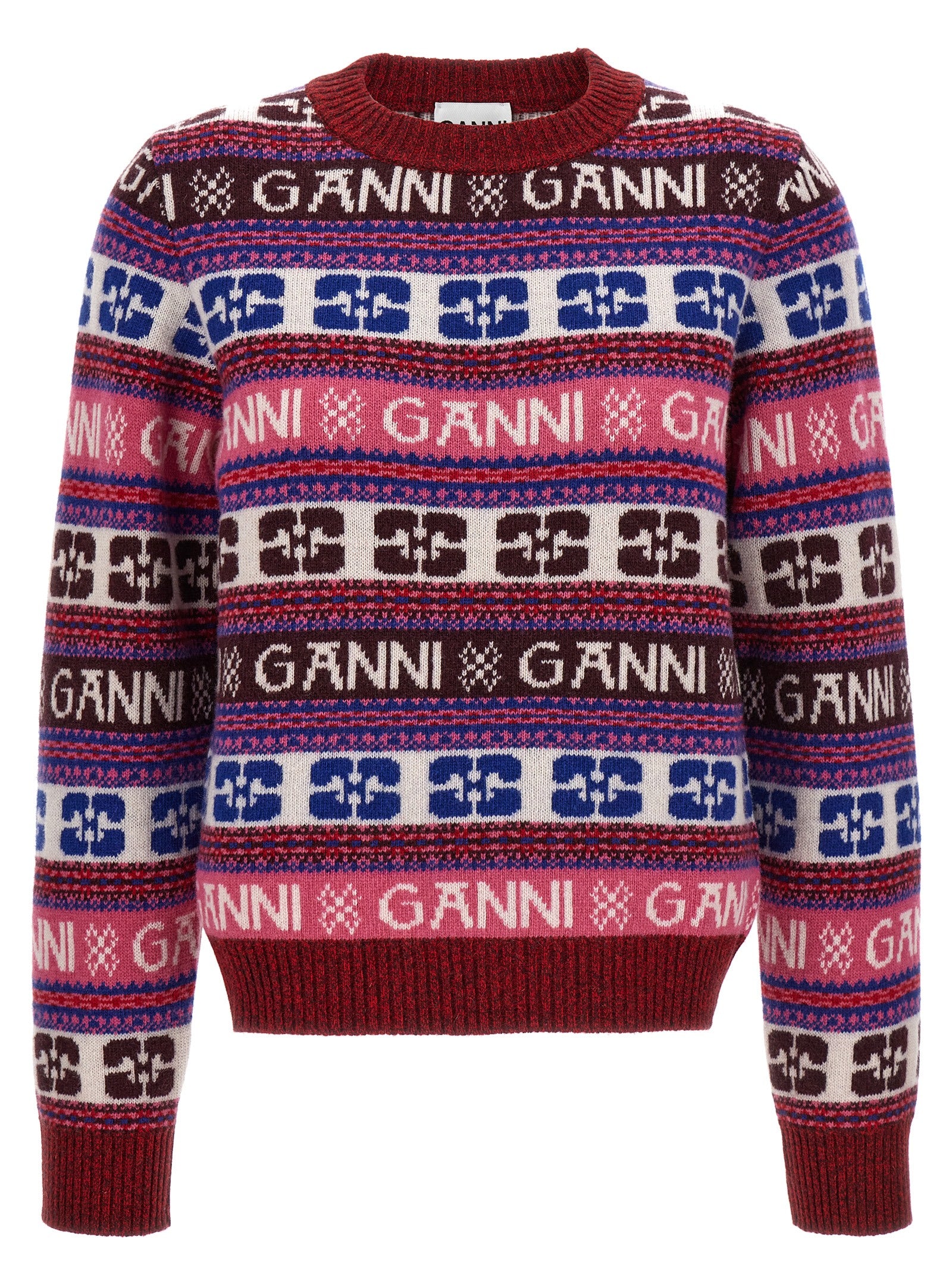 Ganni-Logo Sweater Maglioni Multicolor-Donna