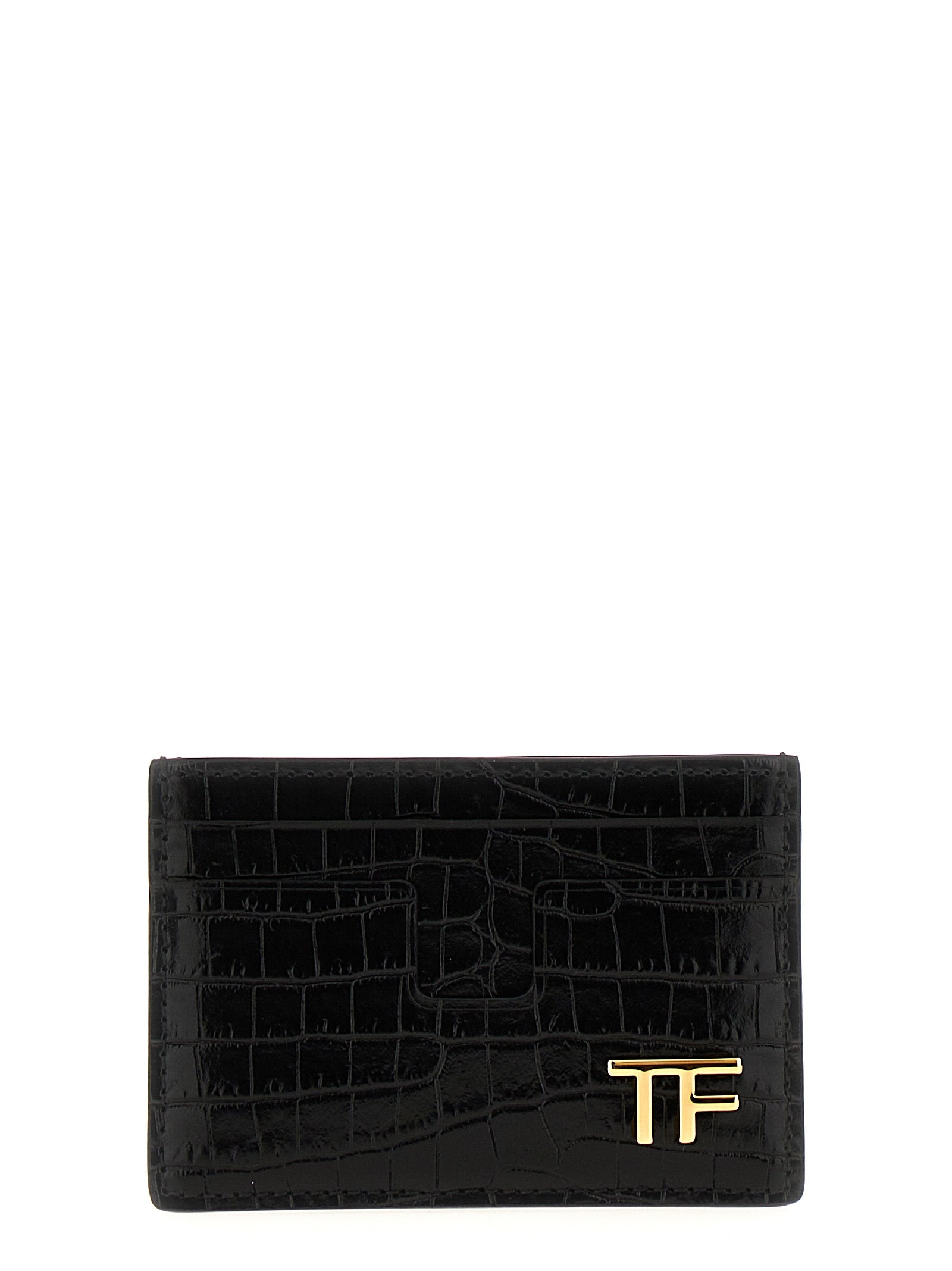 Tom Ford-Logo Card Holder Portafogli Nero-Uomo