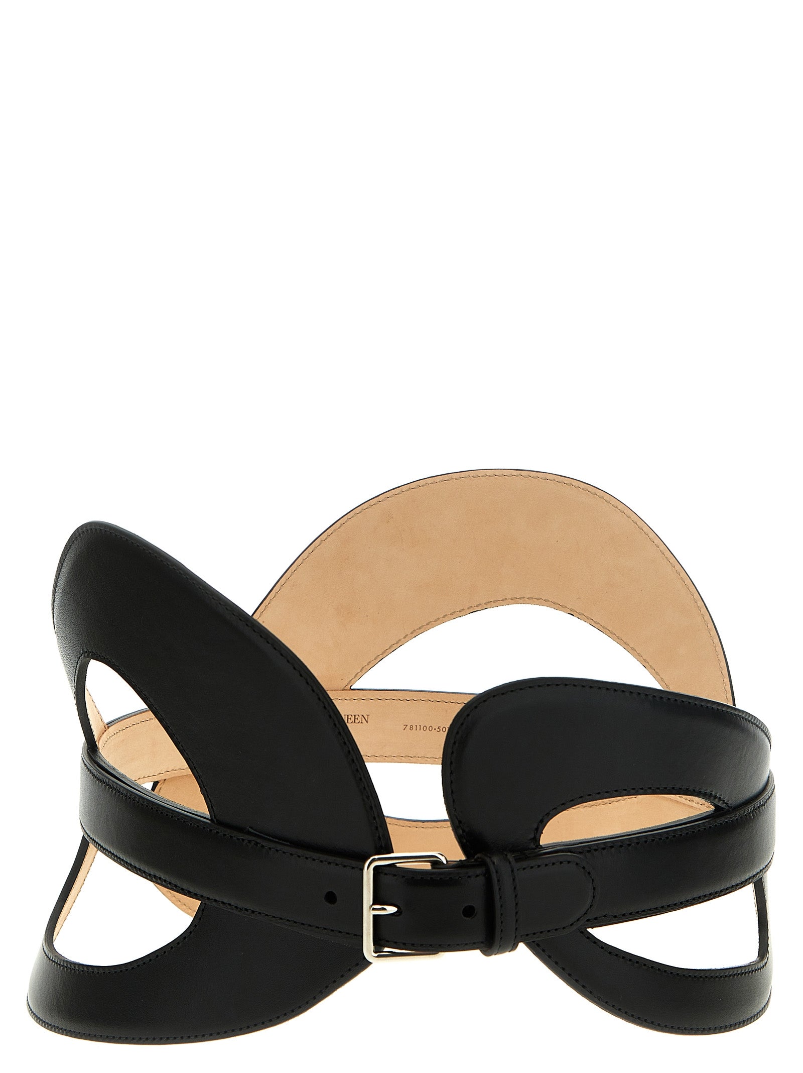 Alexander Mcqueen-Curved Cinture Nero-Donna