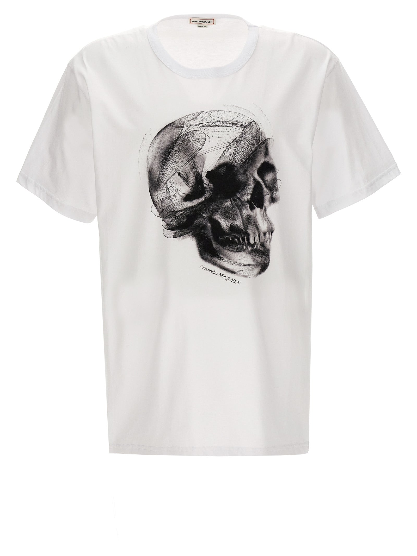 Alexander Mcqueen-Skull T Shirt Bianco/Nero-Uomo