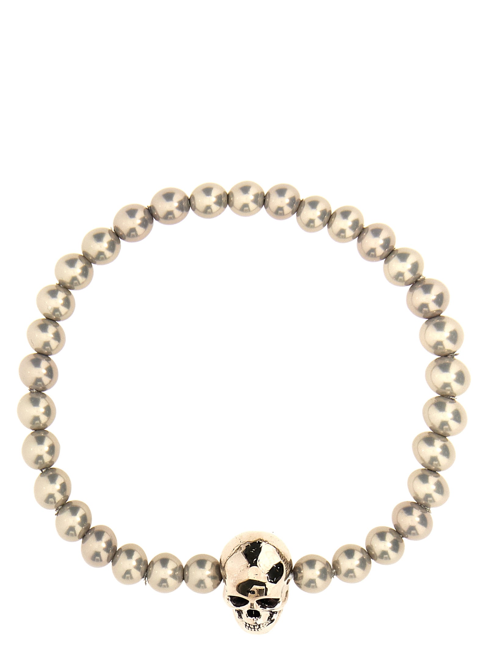 Alexander Mcqueen-Skull Beaded Gioielli Silver-Uomo