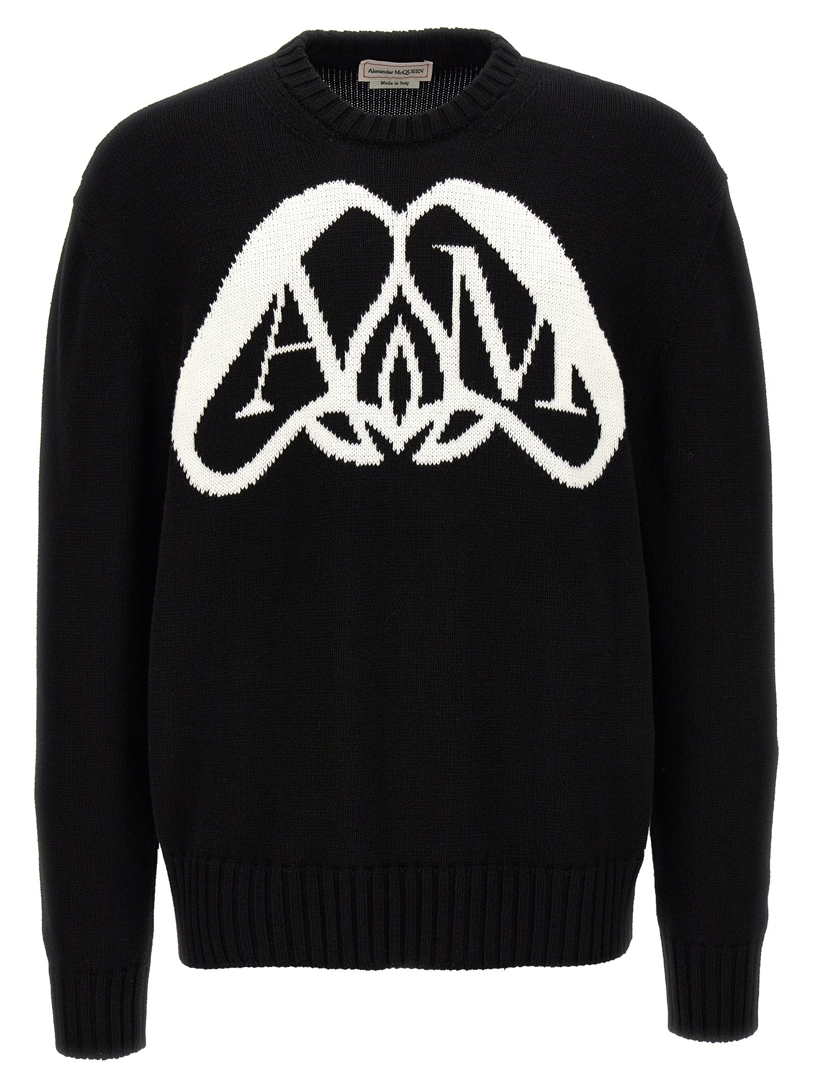 Alexander Mcqueen-Logo Seal Maglioni Bianco/Nero-Uomo