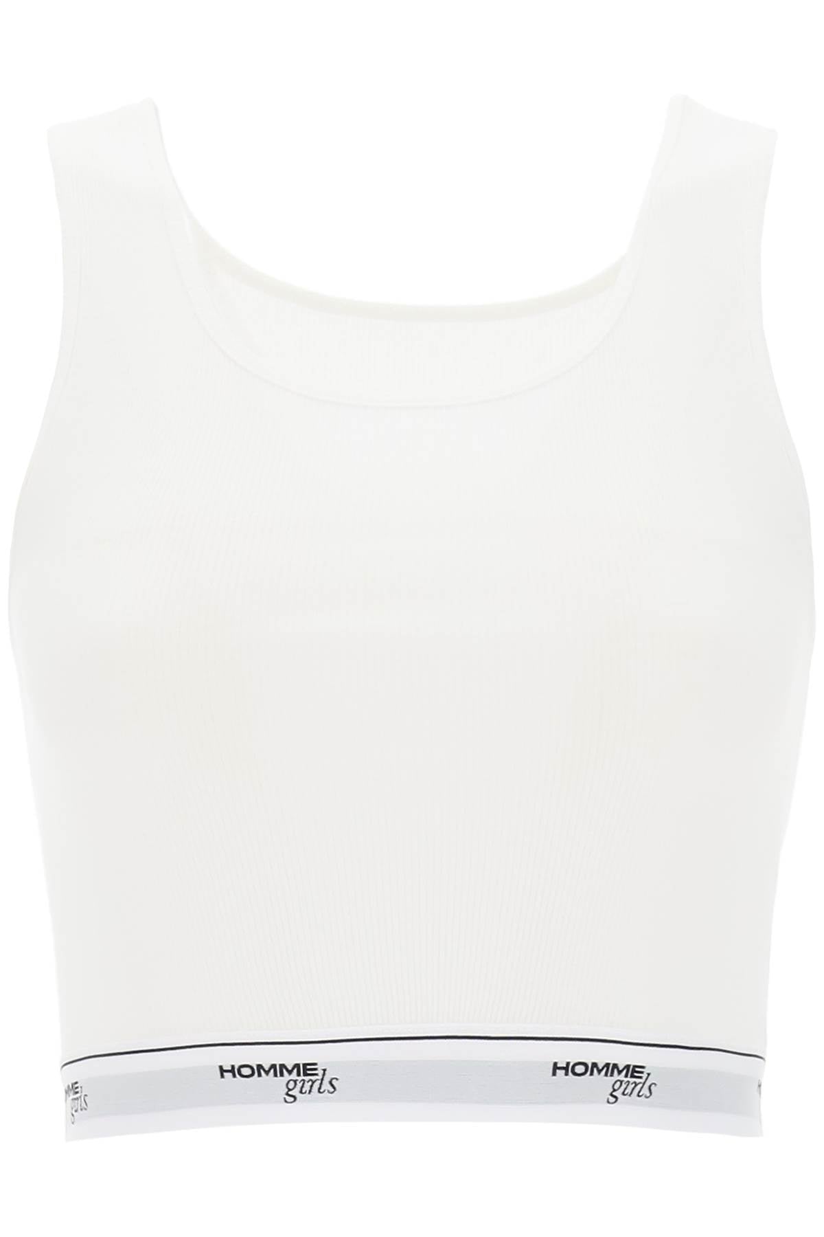 Homme Girls-Crop Top In Cotone Con Banda Logo-Donna