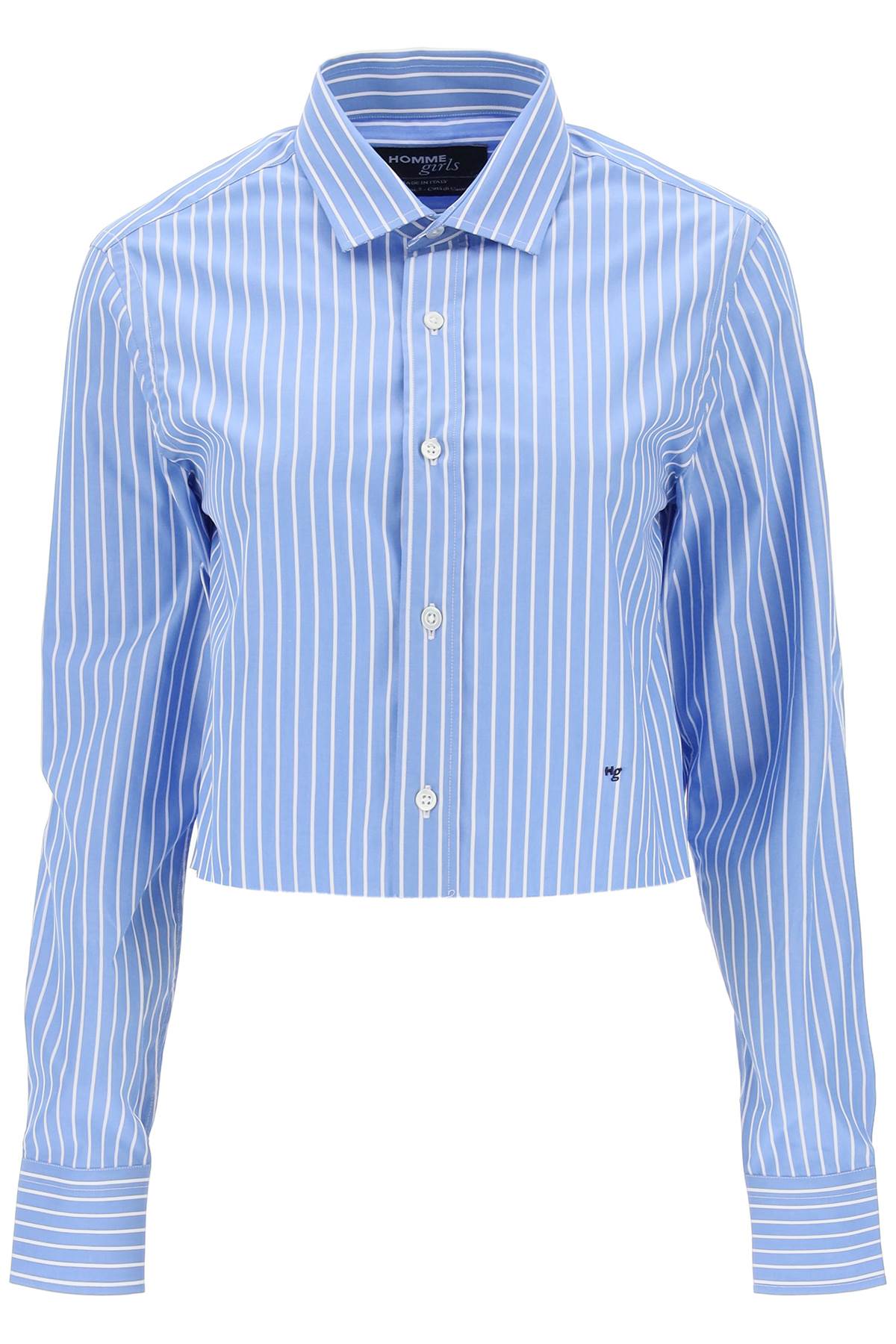 Homme Girls-Camicia Cropped In Popeline A Righe-Donna