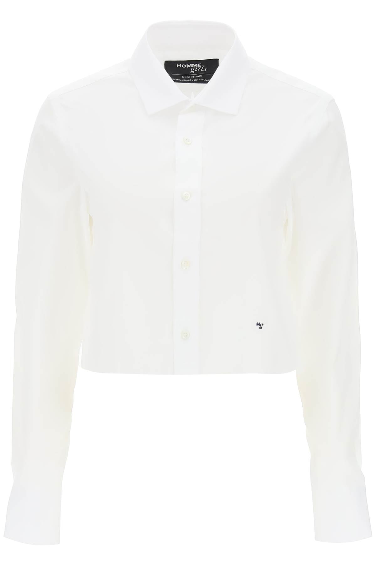 Homme Girls-Camicia Cropped In Twill Di Cotone-Donna