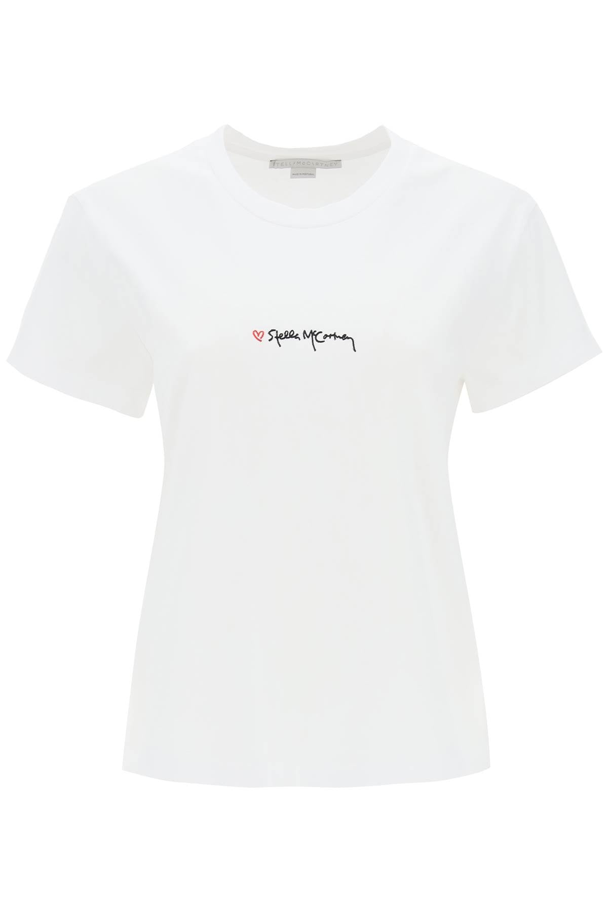 Stella Mc Cartney-T Shirt Con Firma Ricamata-Donna