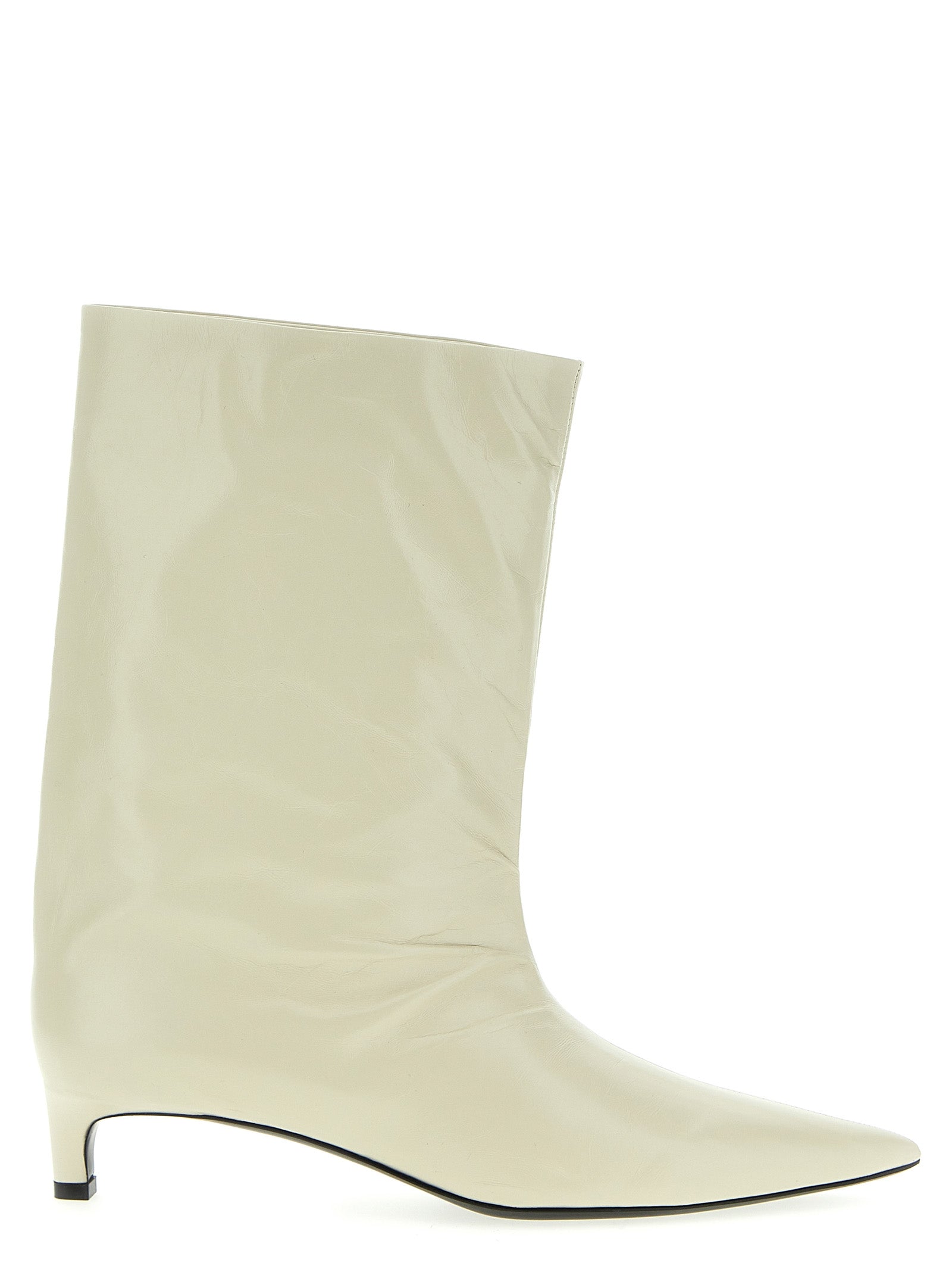 Jil Sander-Leather Ankle Boots Stivali E Stivaletti Beige-Donna