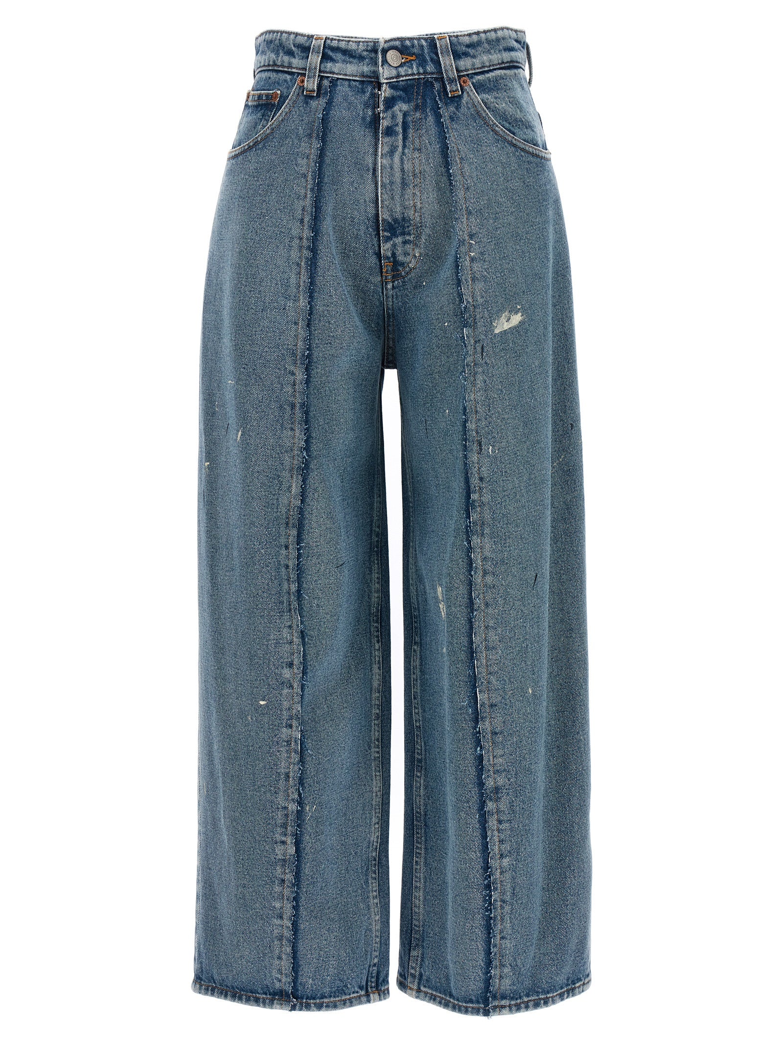 Mm6 Maison Margiela-Used Effect Jeans Celeste-Donna