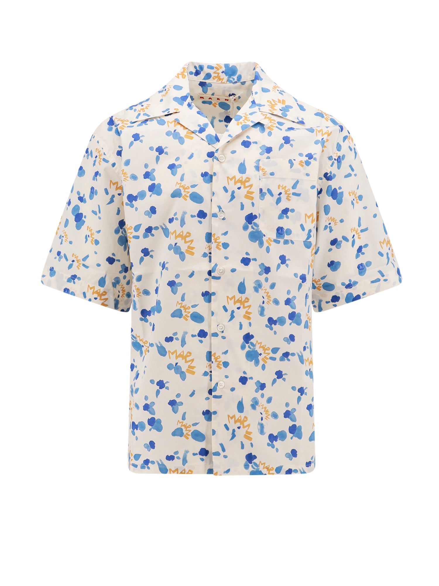 Marni-Camicia in popeline con stampa Marni Dripping-Uomo