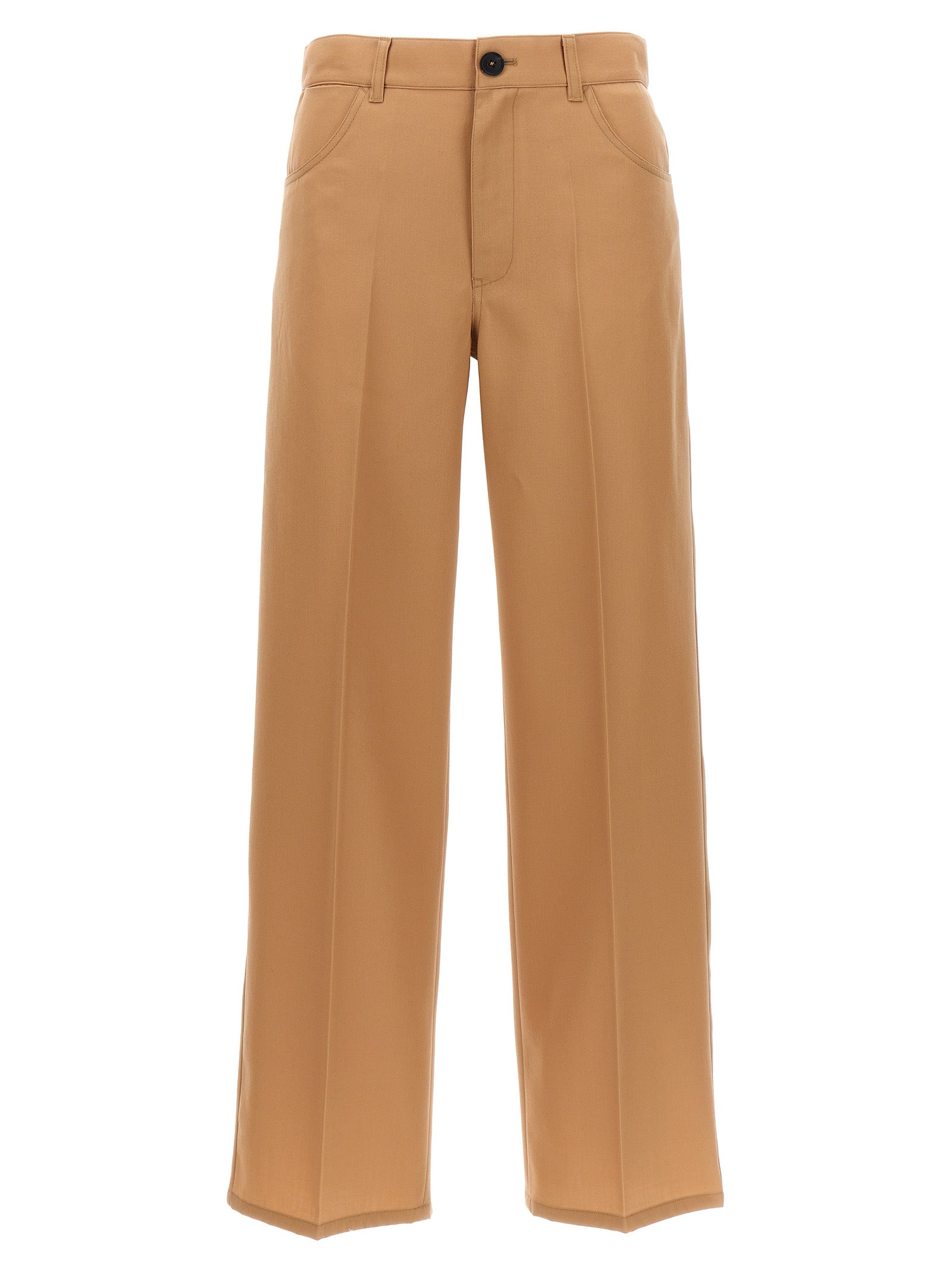 Jil Sander-Loose Leg Pantaloni Beige-Donna