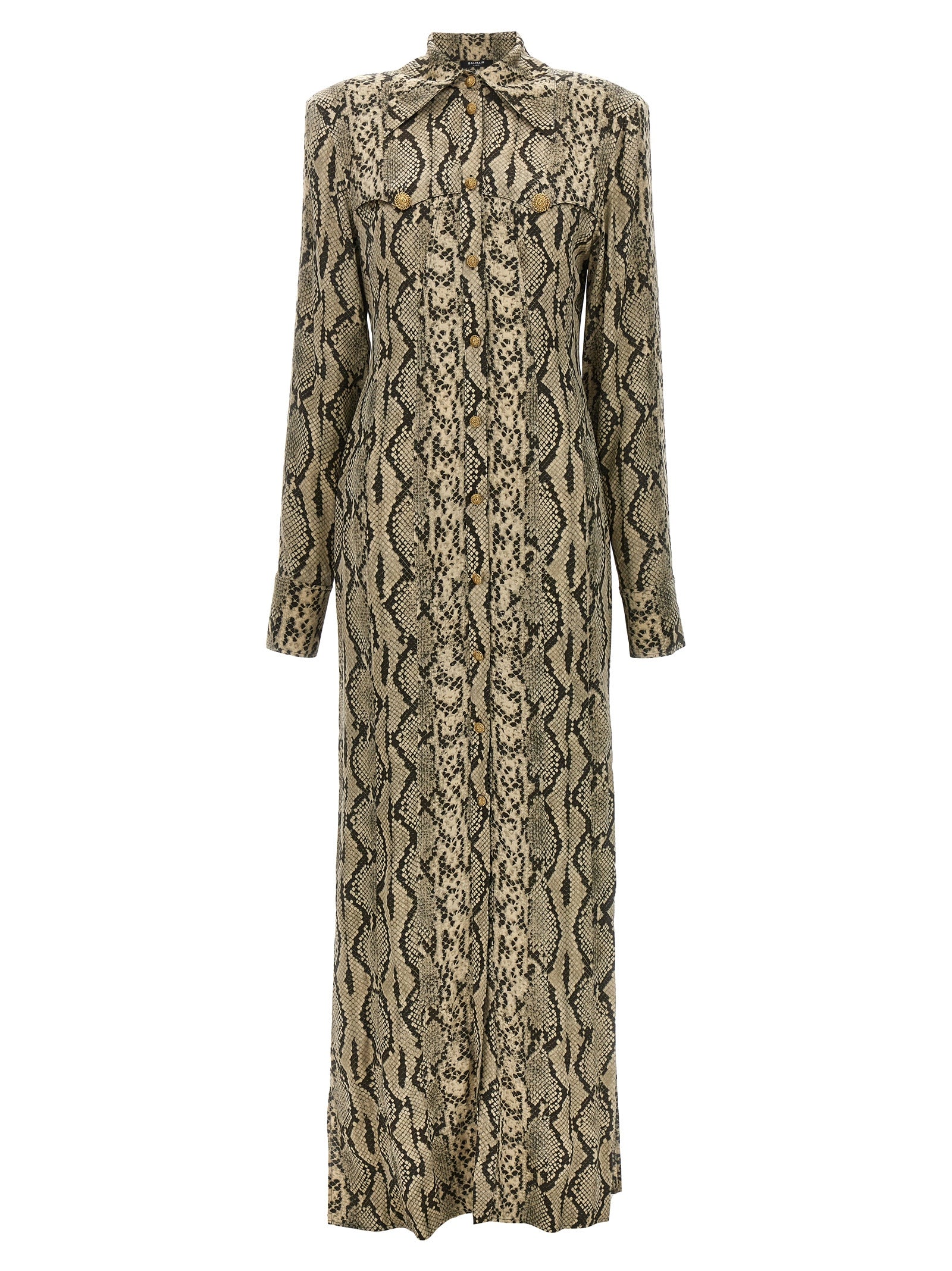 Balmain-Python Pattern Shirt Dress Abiti Grigio-Donna