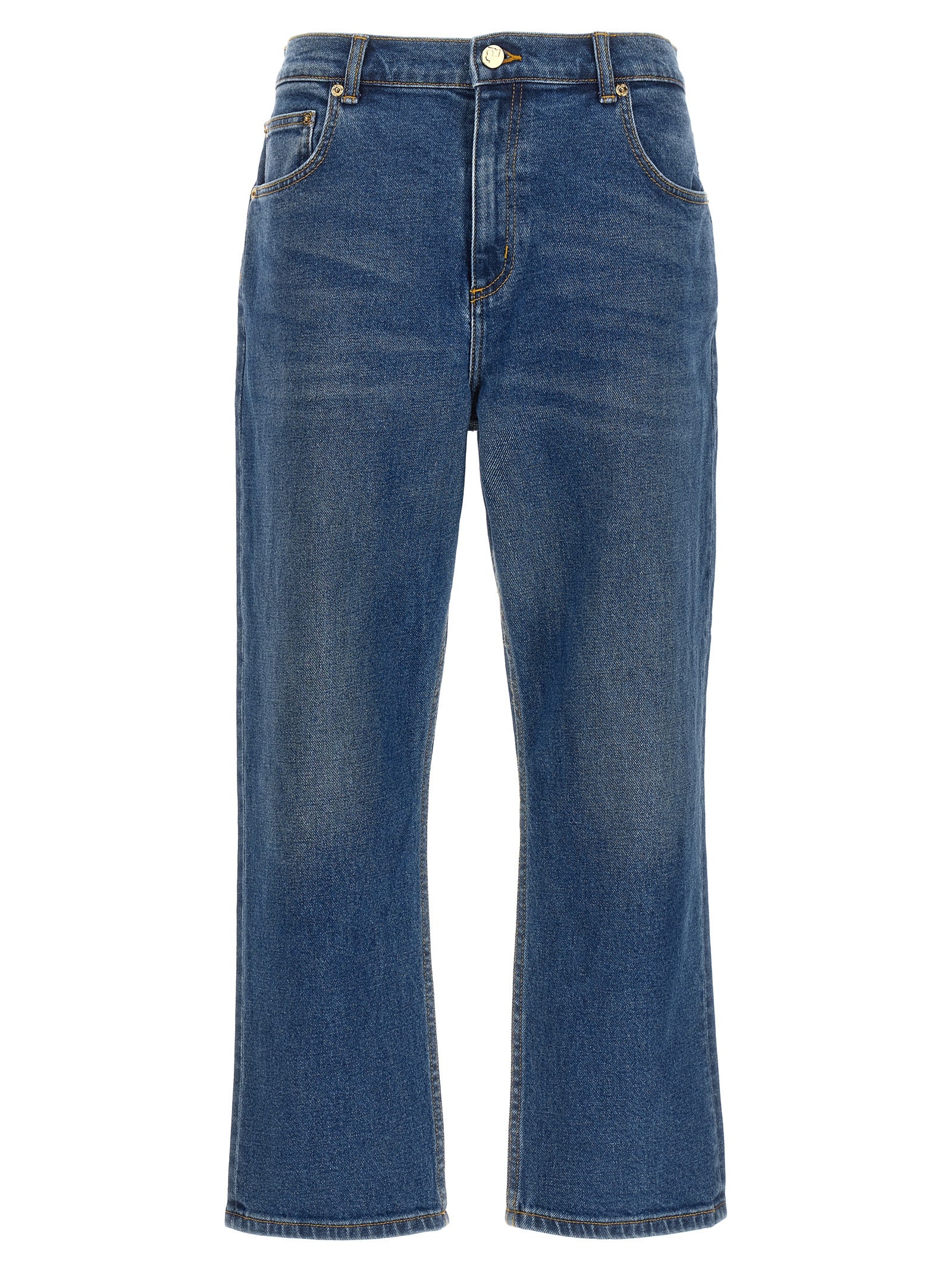 Tory Burch-Cropped Flared Jeans Blu-Donna