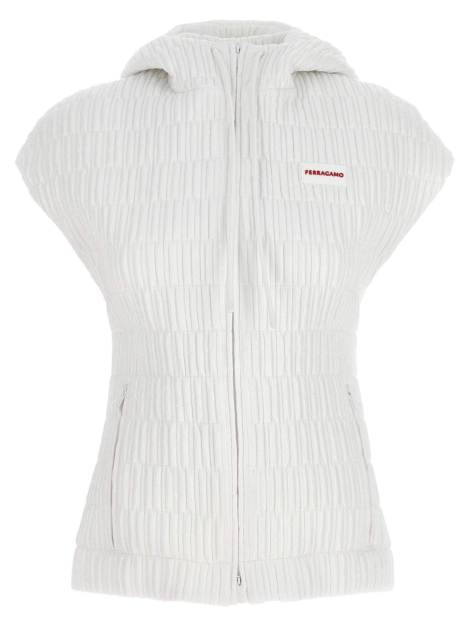 Ferragamo-Hooded Vest Gilet Bianco-Donna