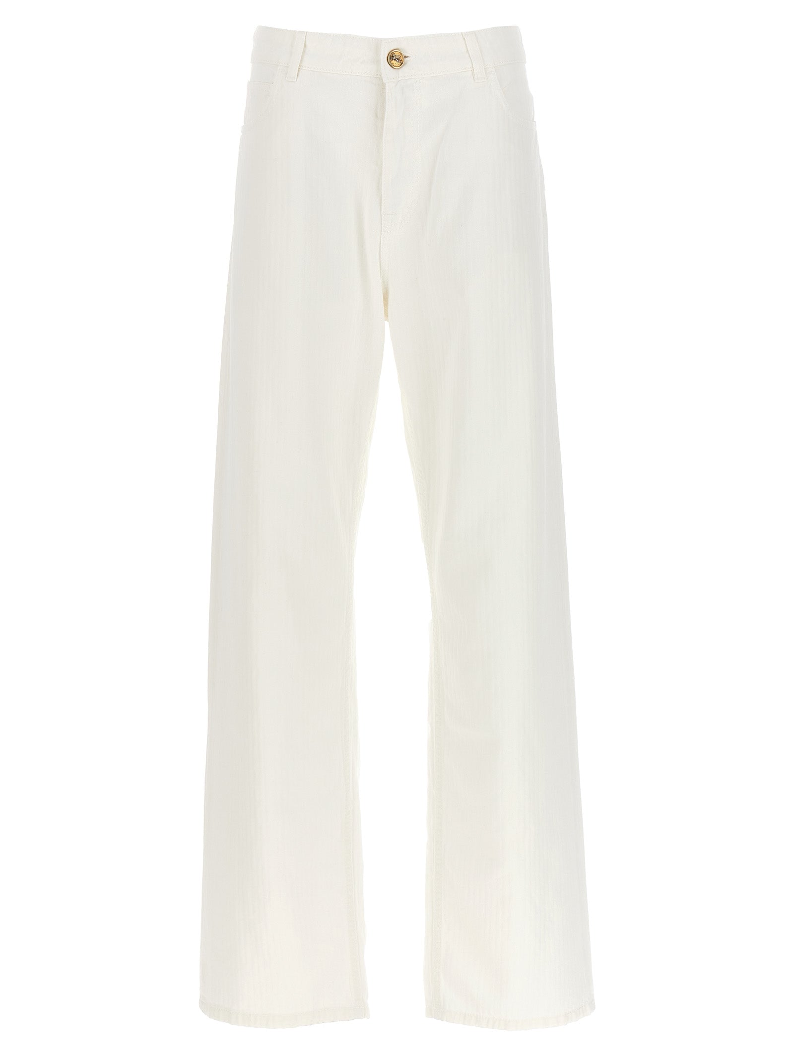 Etro-Baggy Chevron Jeans Bianco-Donna