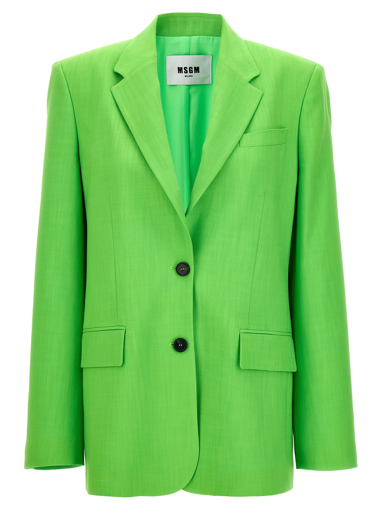 Msgm-Single-Breasted Blazer Blazer And Suits Verde-Donna