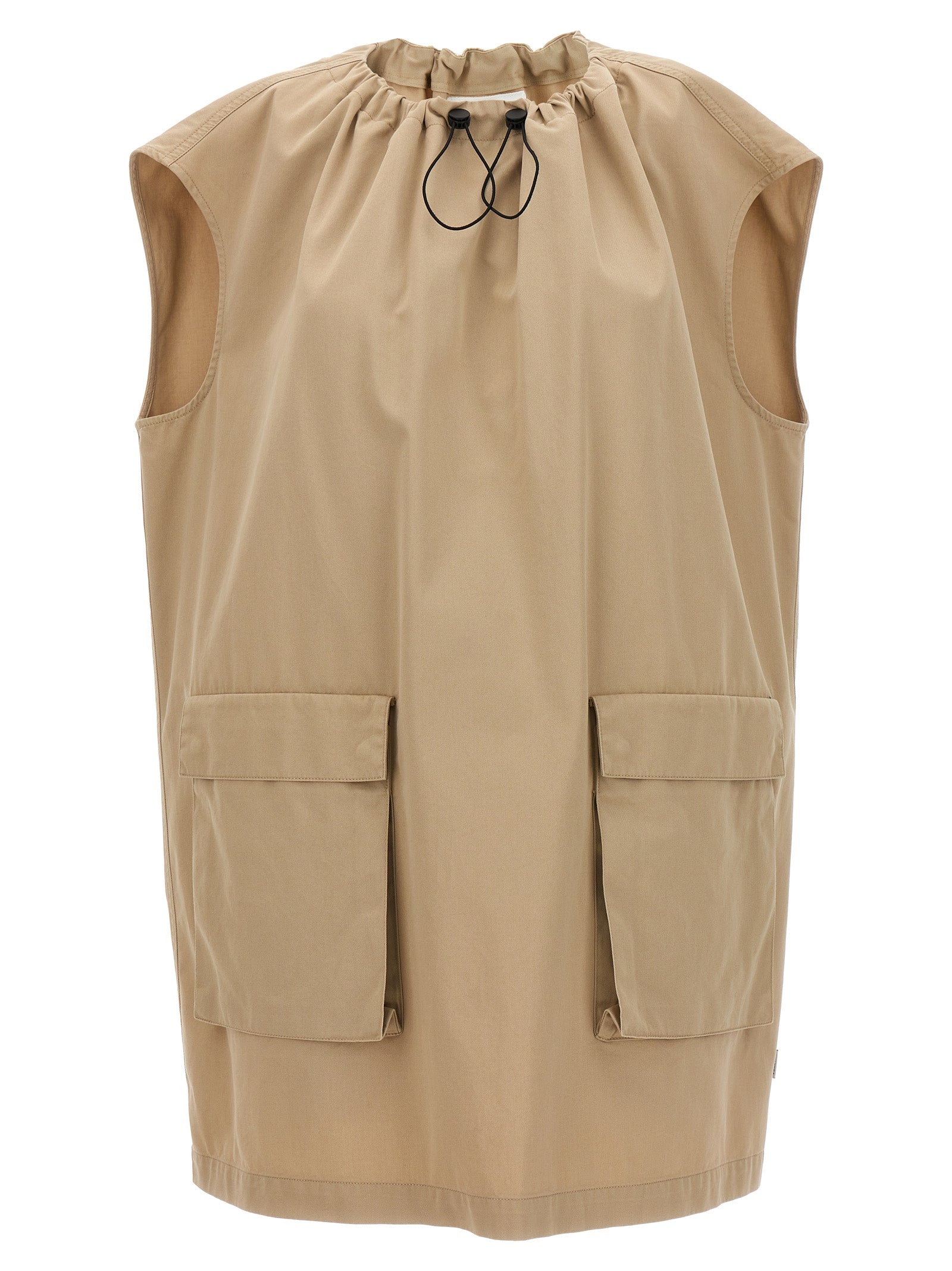 Mm6 Maison Margiela-Gabardine Dress Abiti Beige-Donna