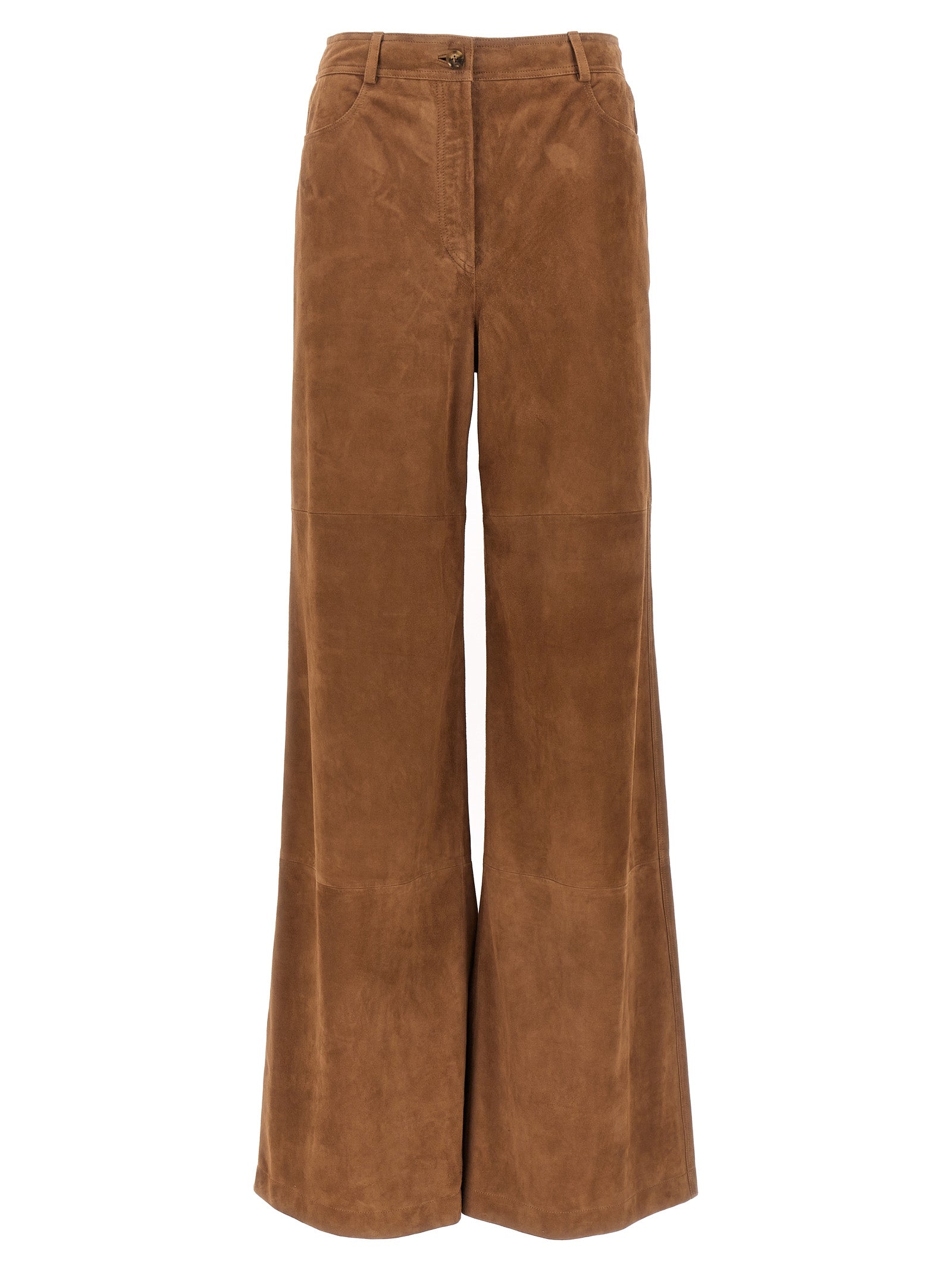 Alberta Ferretti-Suede Pantaloni Marrone-Donna