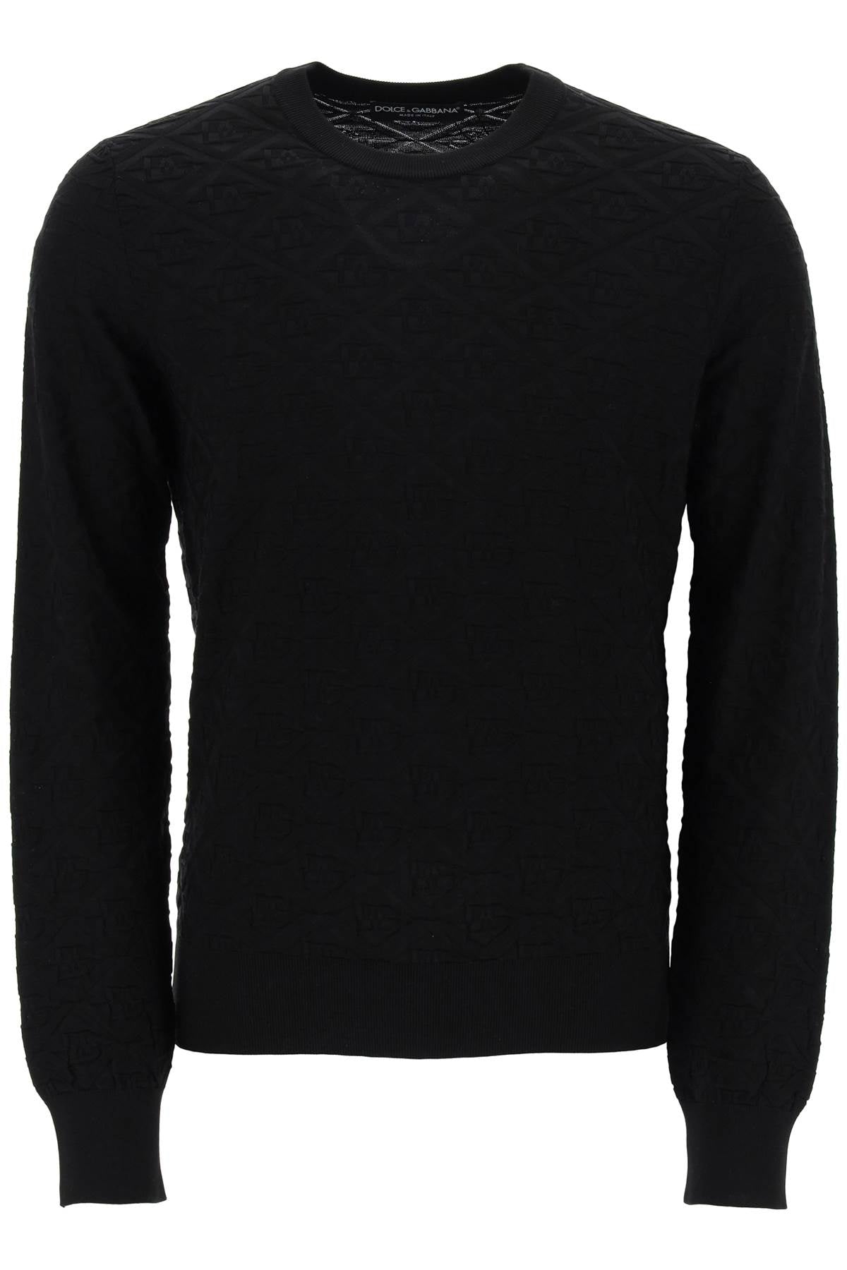 Dolce & Gabbana-Pullover Dg In Seta Jacquard-Uomo