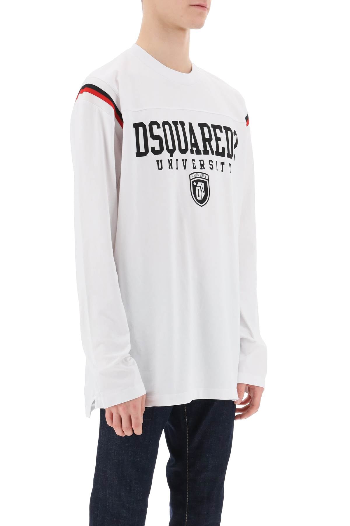 Dsquared2-T Shirt Varsity A Maniche Lunghe-Uomo