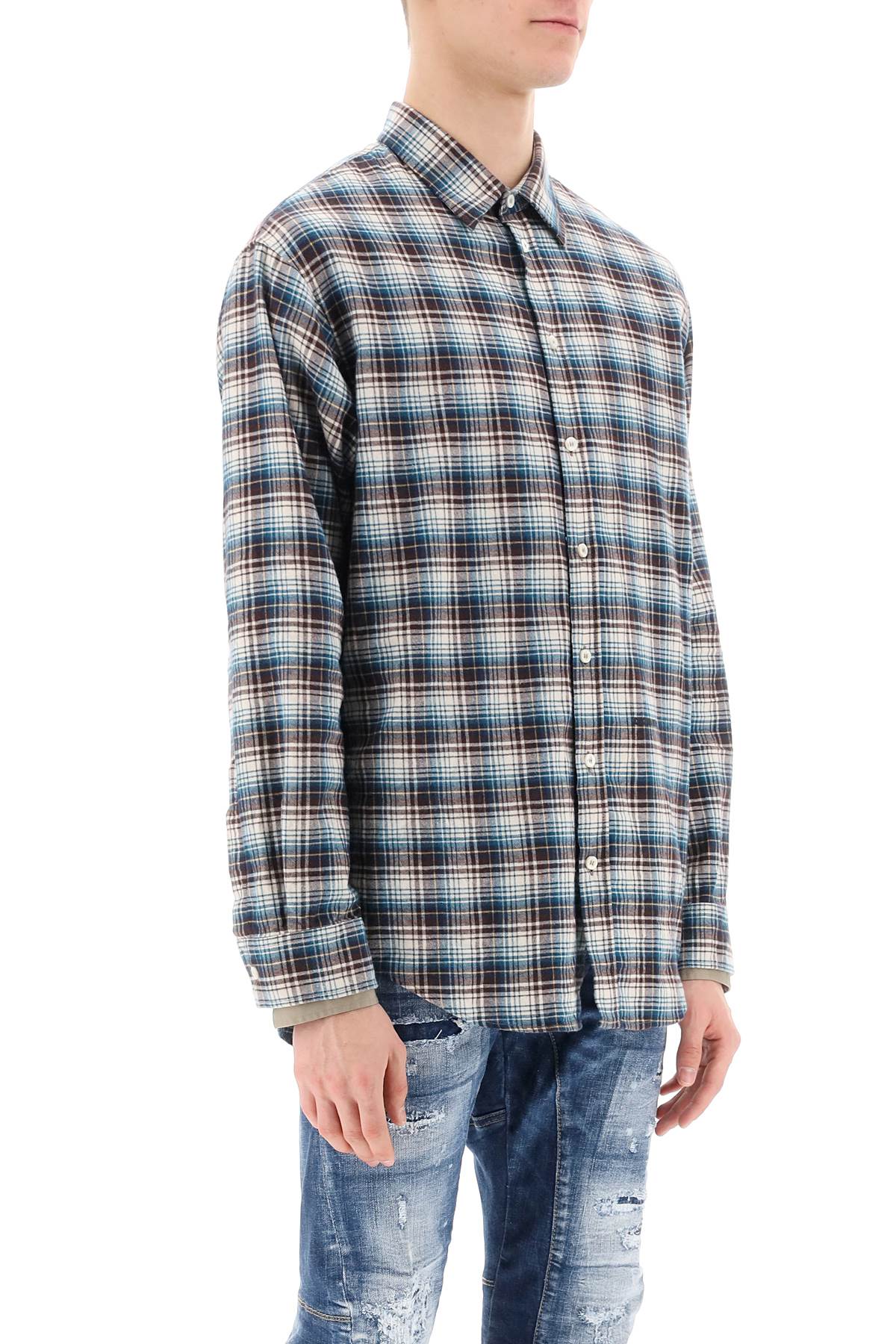 Dsquared2-Camicia A Quadri Con Maniche Stratificate-Uomo