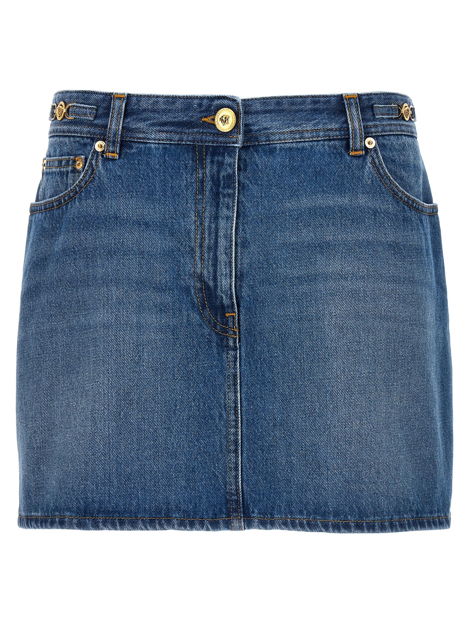 Versace-Denim Mini Skirt Gonne Blu-Donna