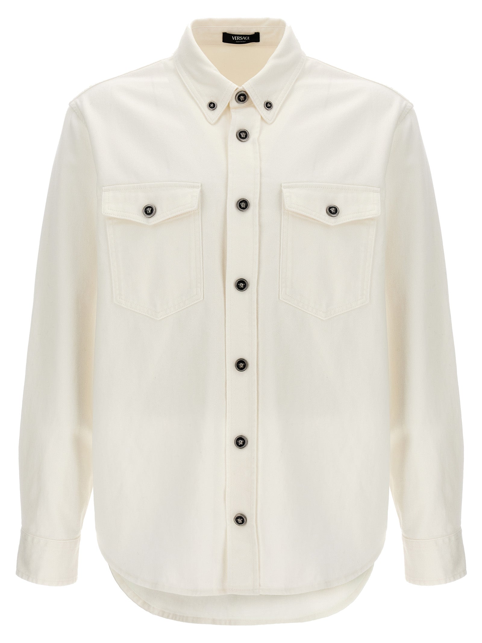 Versace-Denim Overshirt Camicie Bianco-Uomo