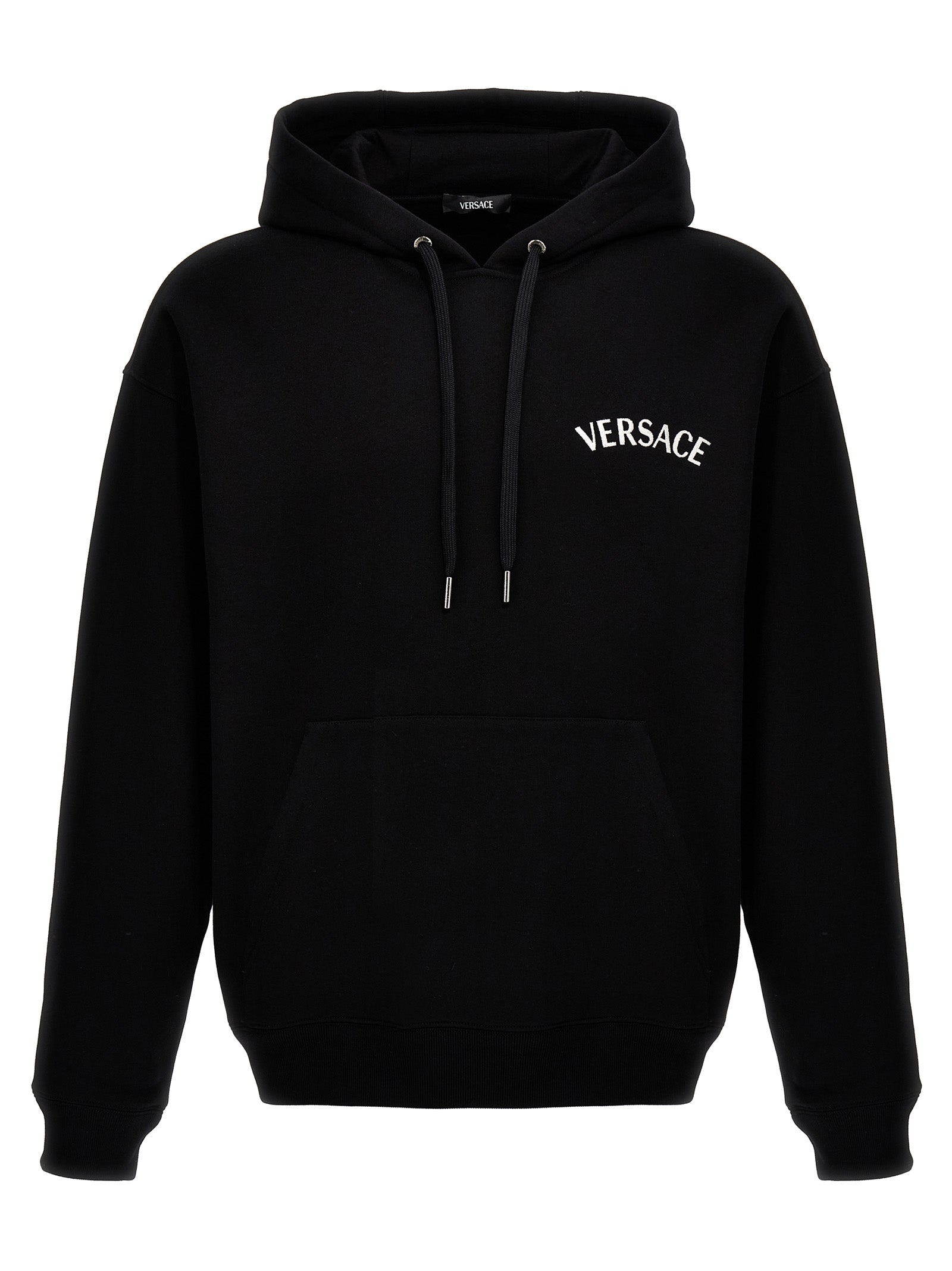 Versace-Logo Hoodie Felpe Nero-Uomo