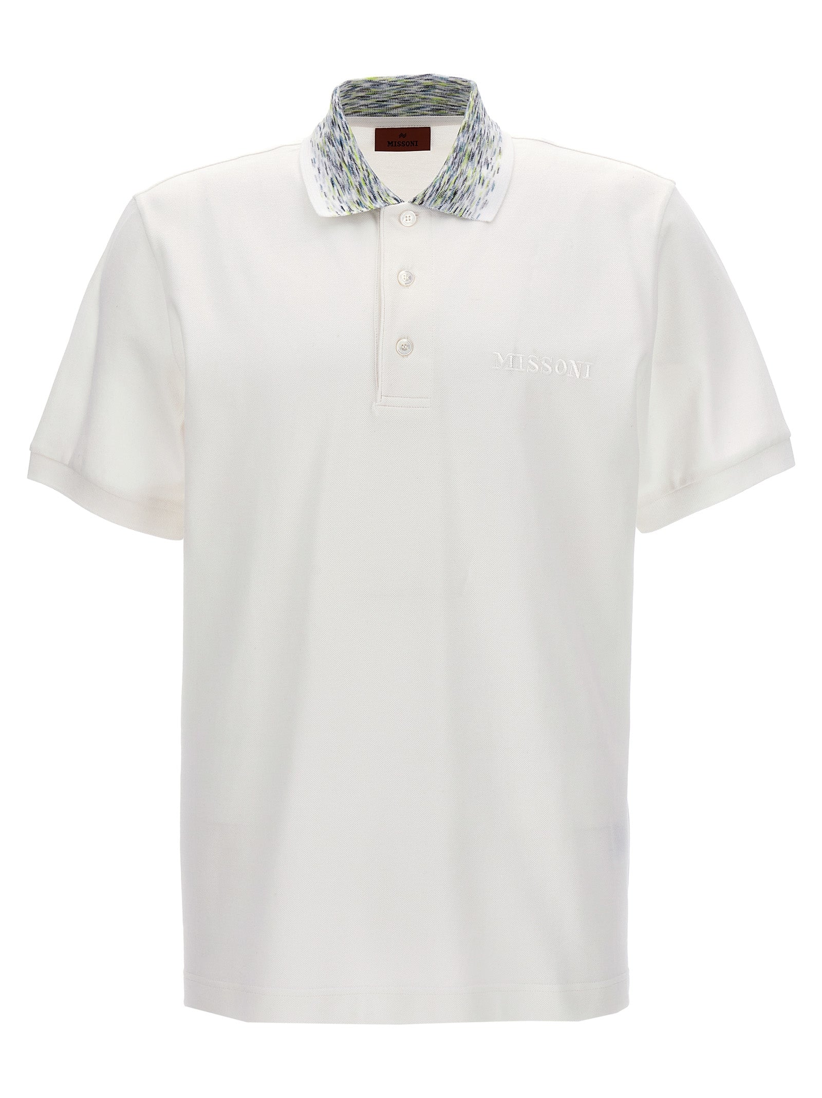 Missoni-Logo Embroidery Shirt Polo Bianco-Uomo