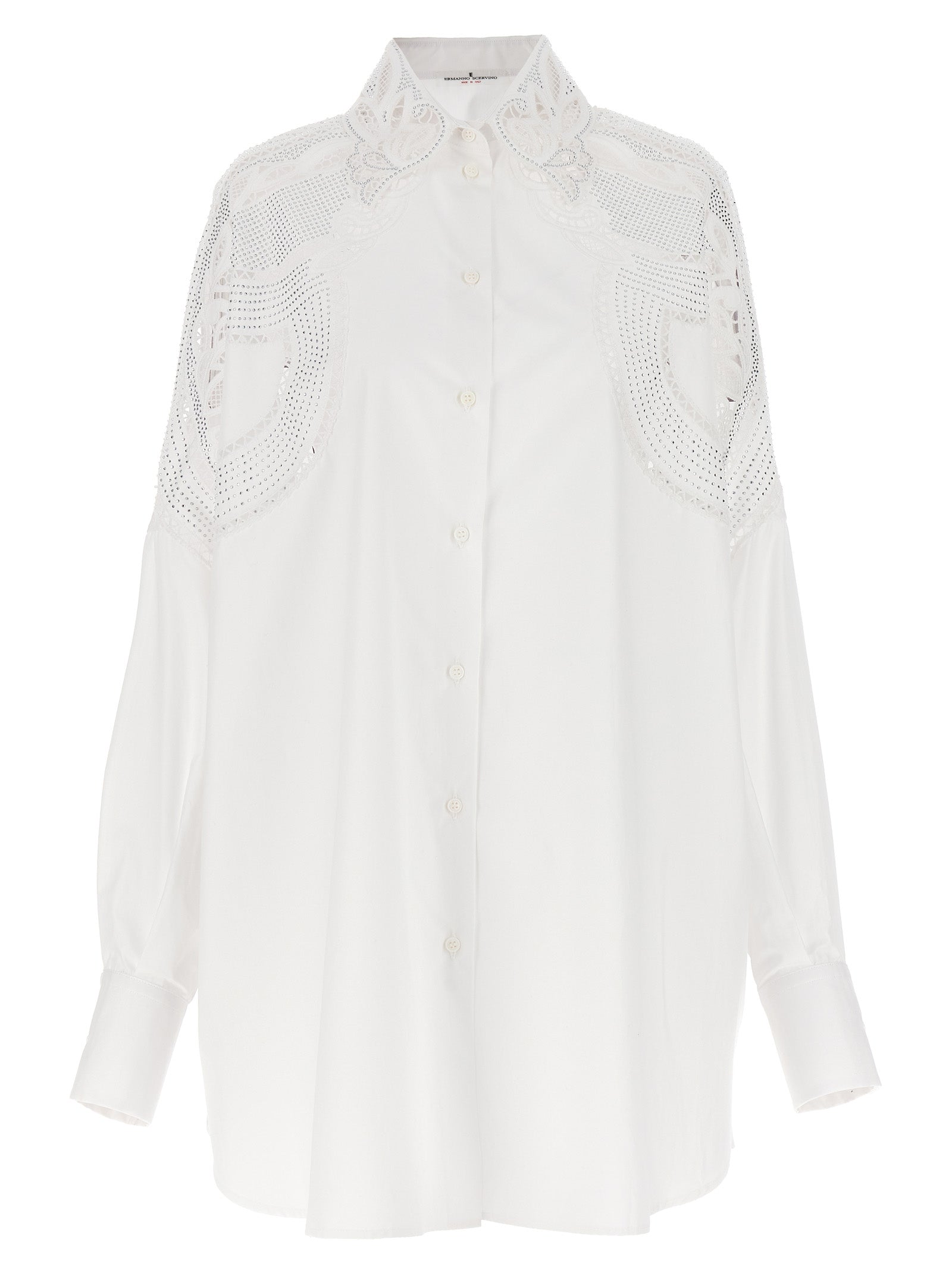 Ermanno Scervino-Rhinestone Embroidery Shirt Camicie Bianco-Donna