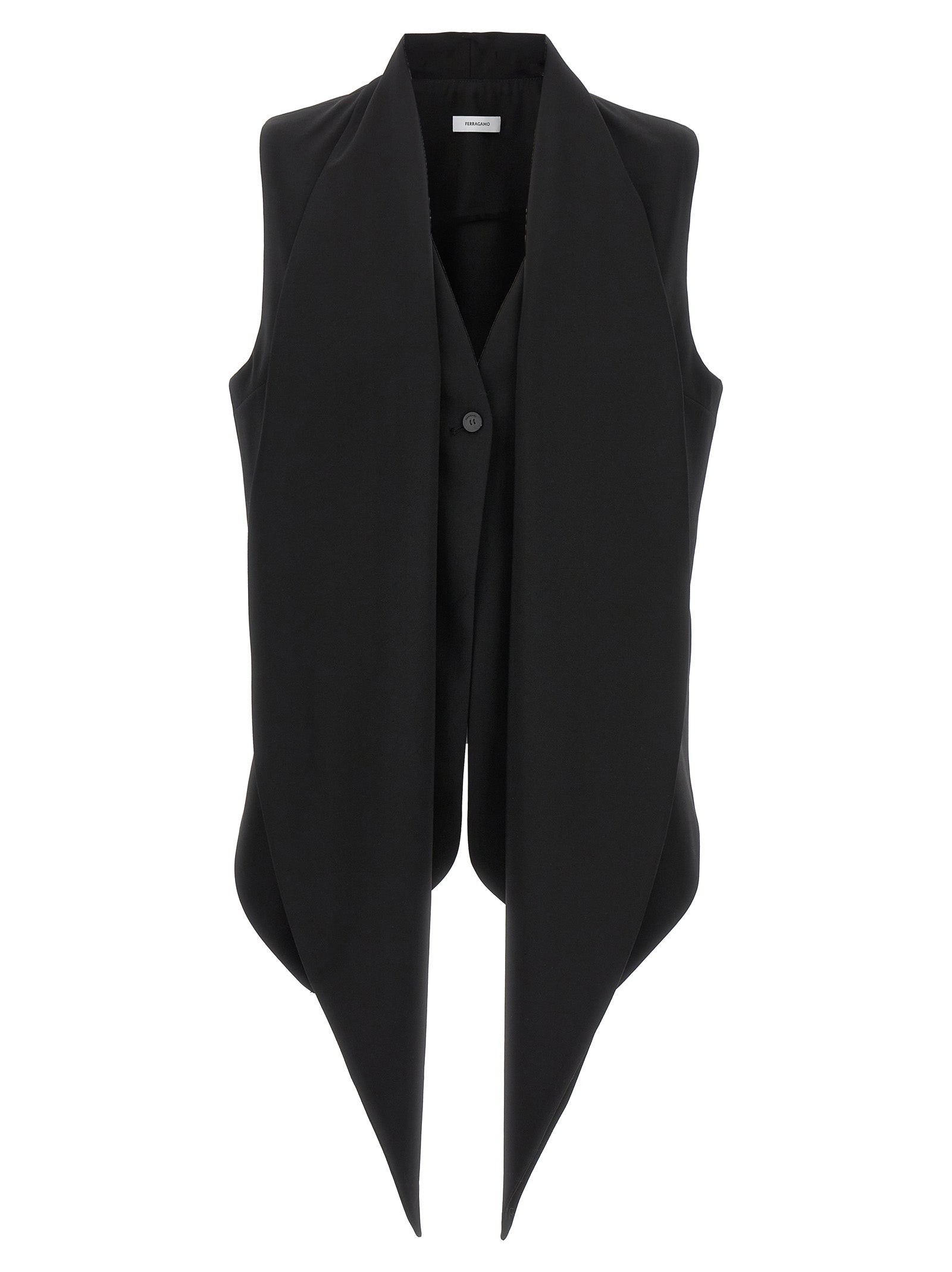 Ferragamo-Pussy-Bow Vest Gilet Nero-Donna