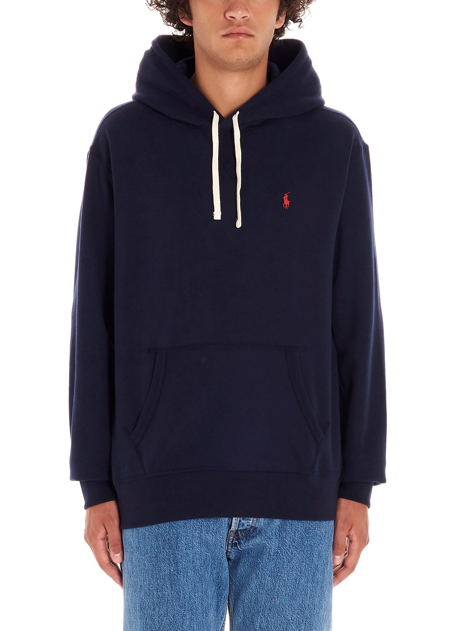 Polo Ralph Lauren-Logo Hoodie Felpe Blu-Uomo