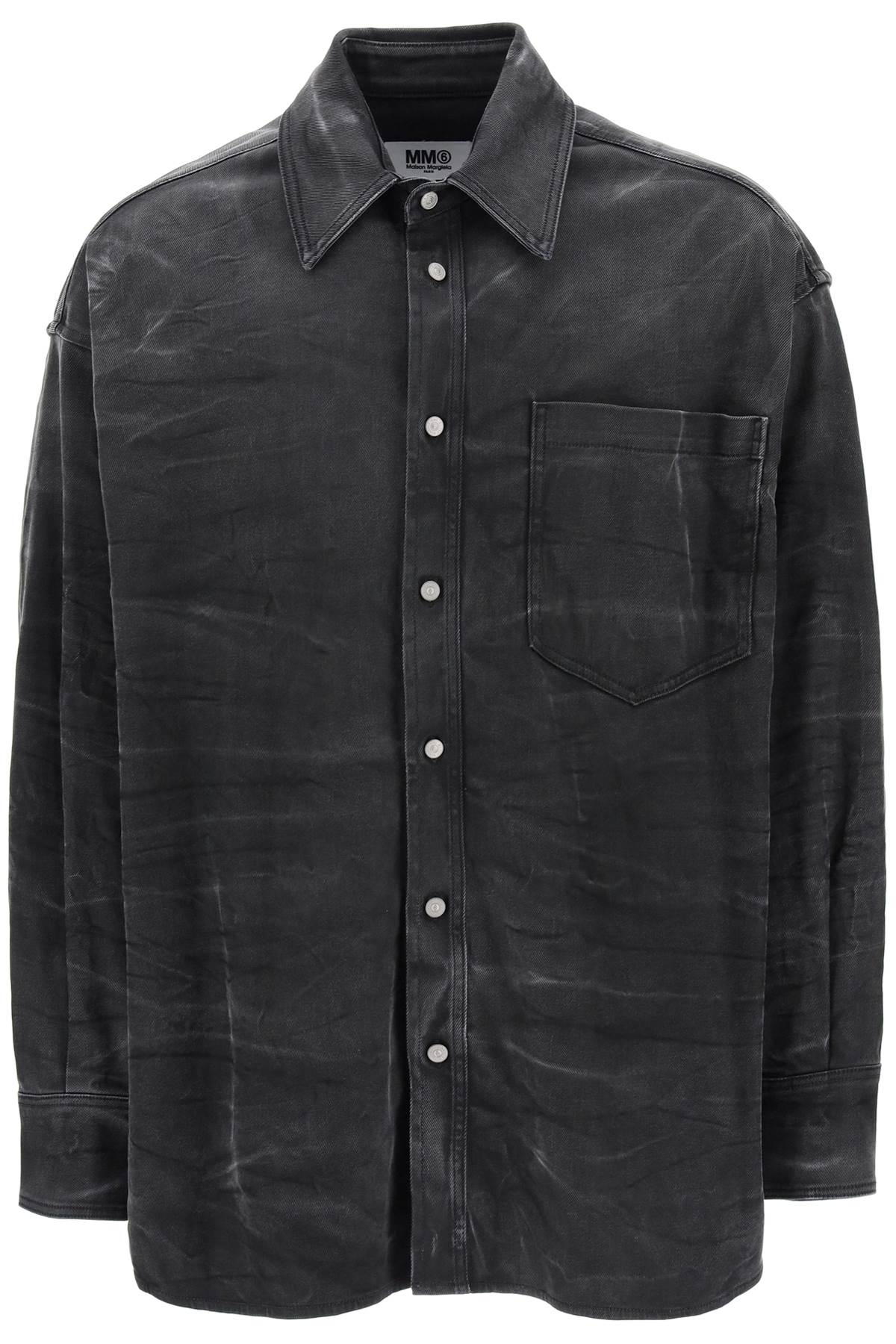 MM6 Maison Margiela-Overshirt In Denim Effetto Stropicciato-Uomo