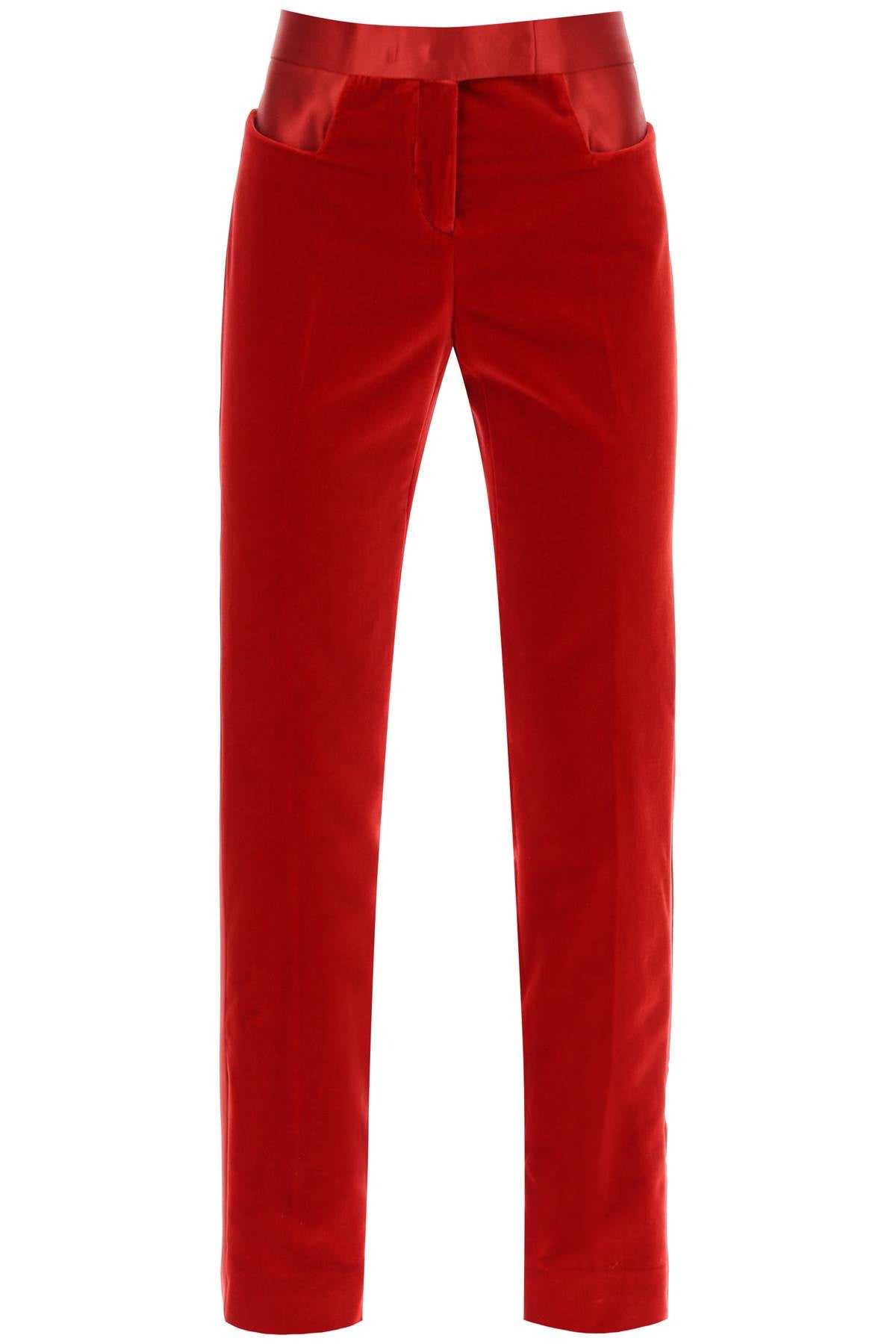 Tom Ford-Pantaloni In Velluto Con Bande In Raso-Donna