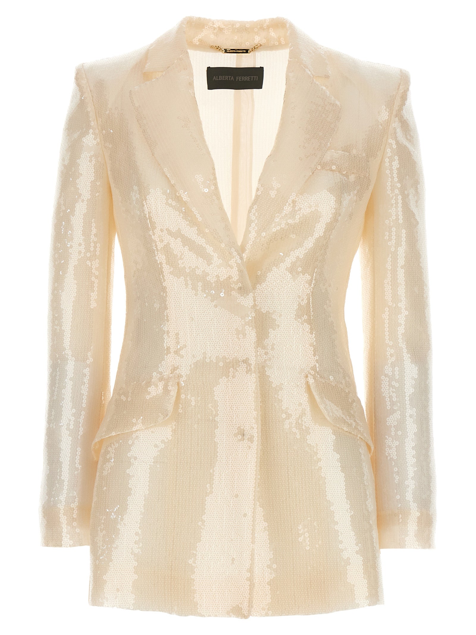 Alberta Ferretti-Sequin Blazer Blazer And Suits Bianco-Donna