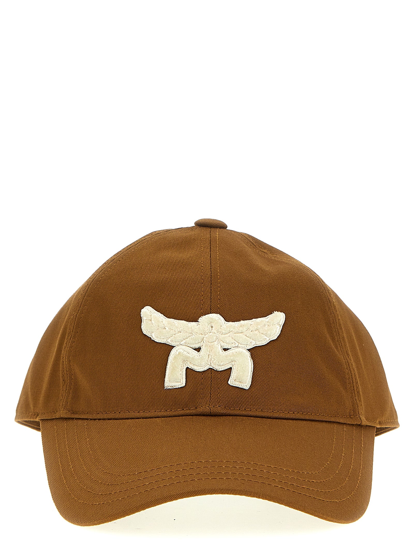 Mcm-Flocked Logo Cap Cappelli Marrone-Donna