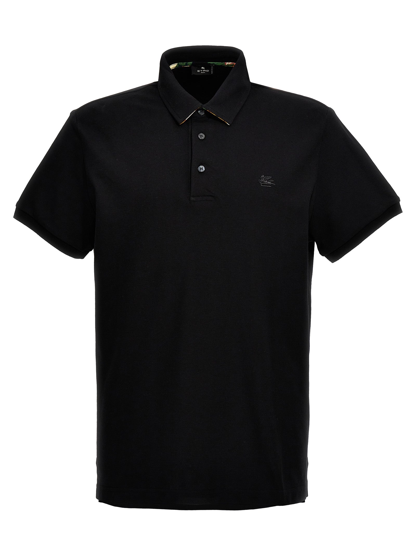 Etro-Logo Embroidery Shirt Polo Nero-Uomo