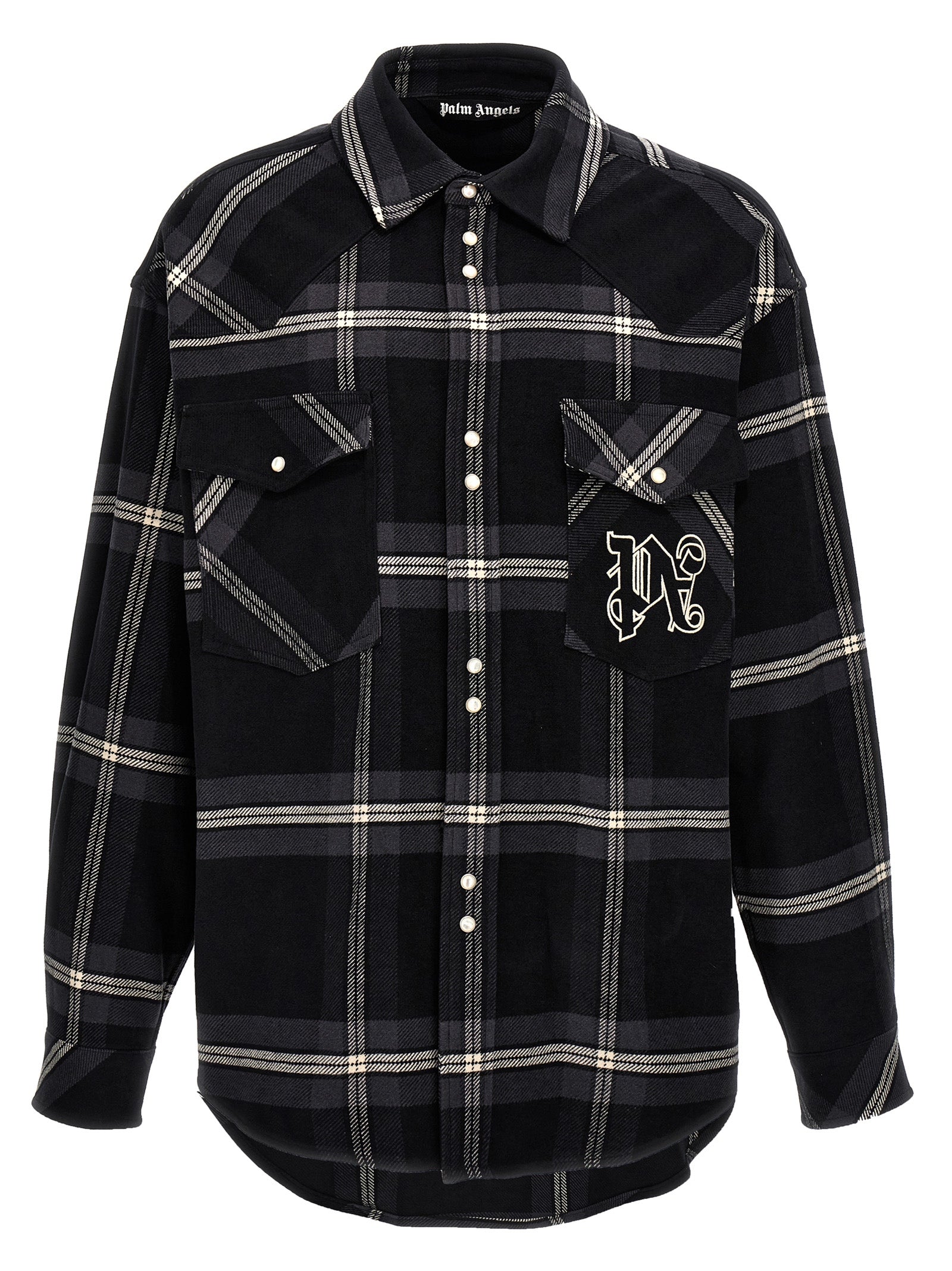 Palm Angels-Monogram Check Giacche Grigio-Uomo