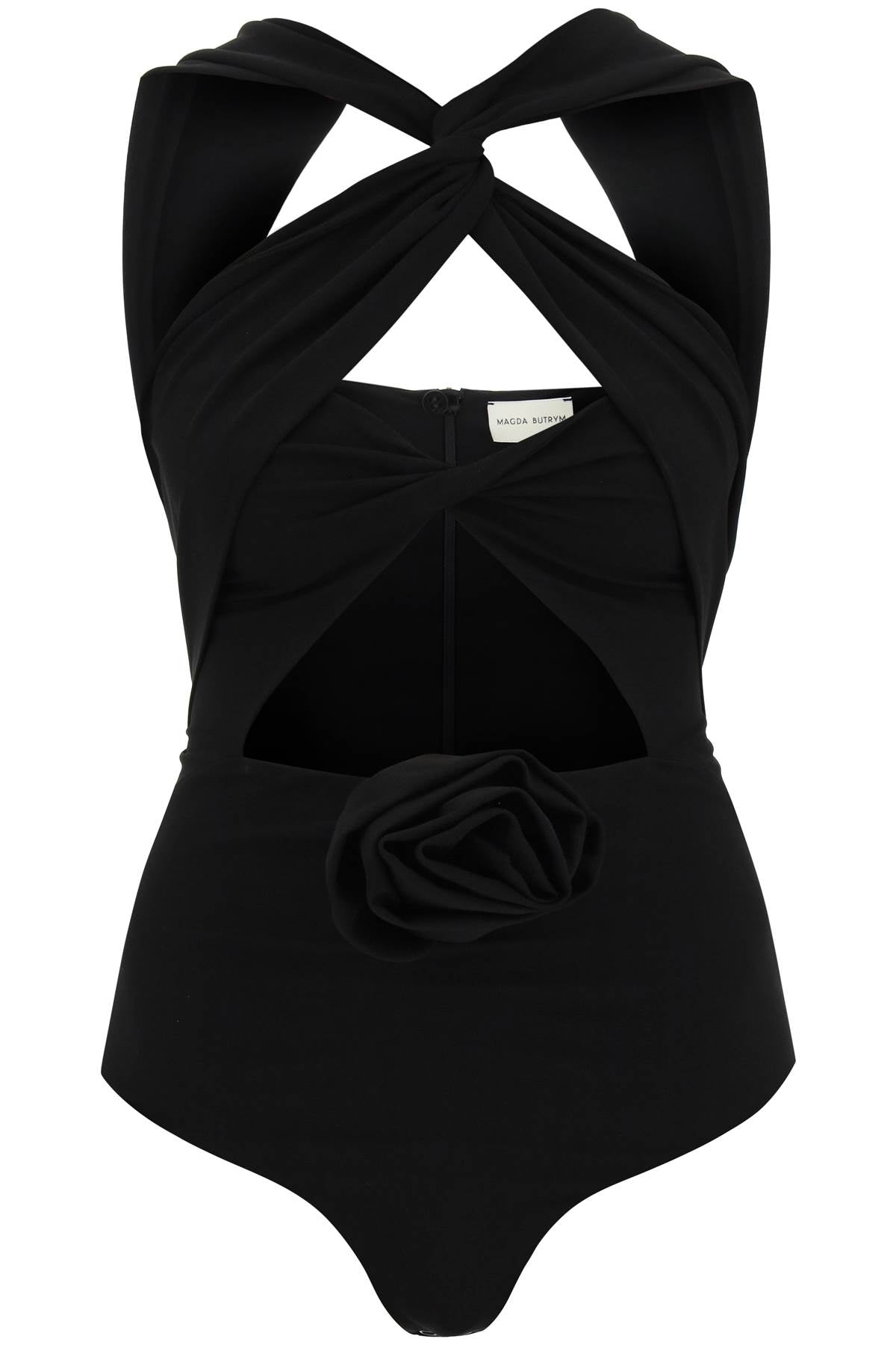 Magda Butrym-Body Con Cut Out E Applicazione Floreale-Donna