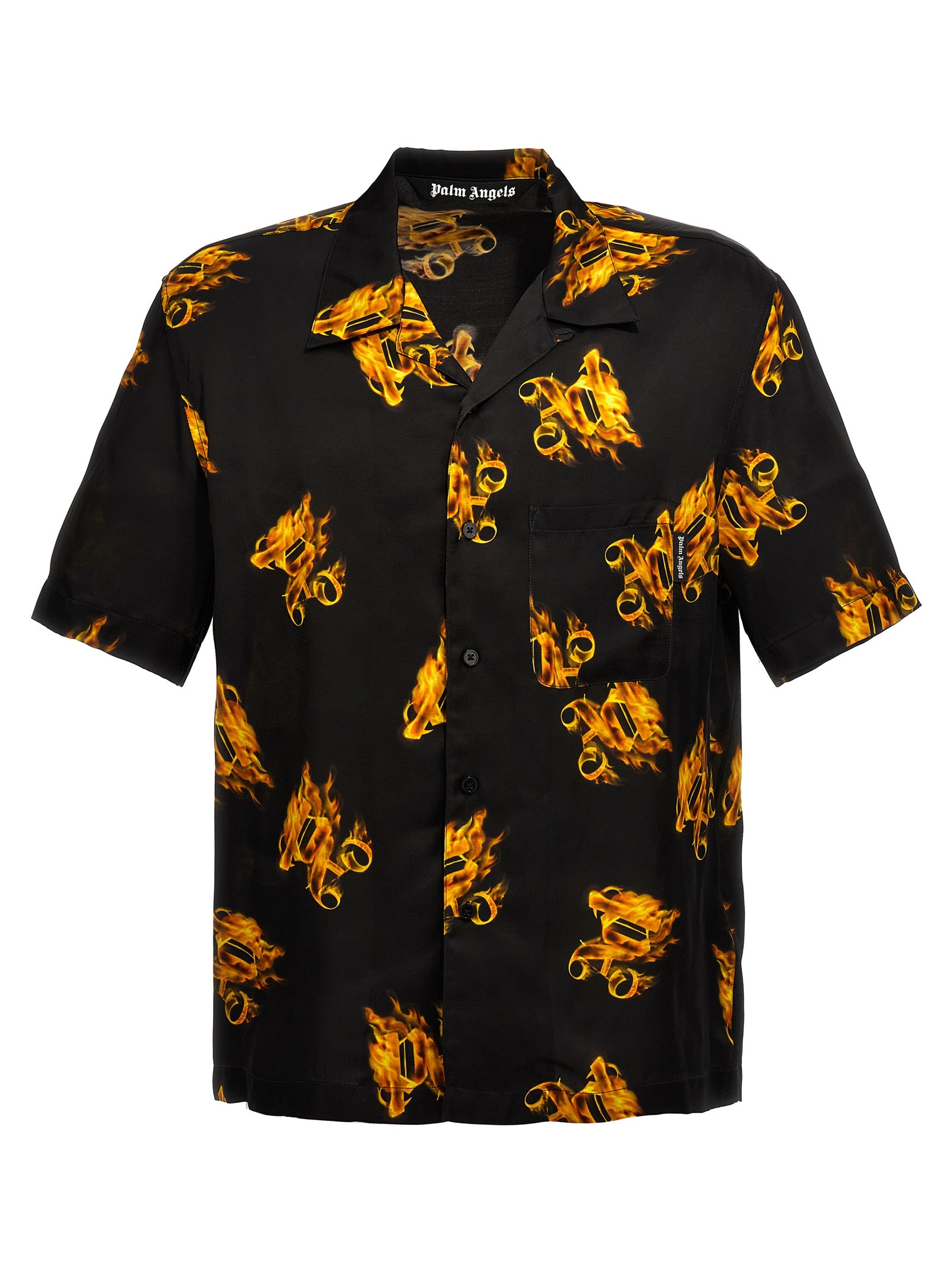 Palm Angels-Burning Monogram Camicie Nero-Uomo