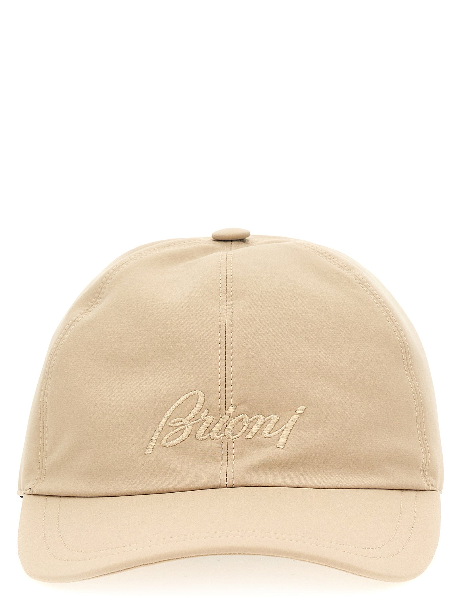 Brioni-Logo Embroidery Cap Cappelli Beige-Uomo