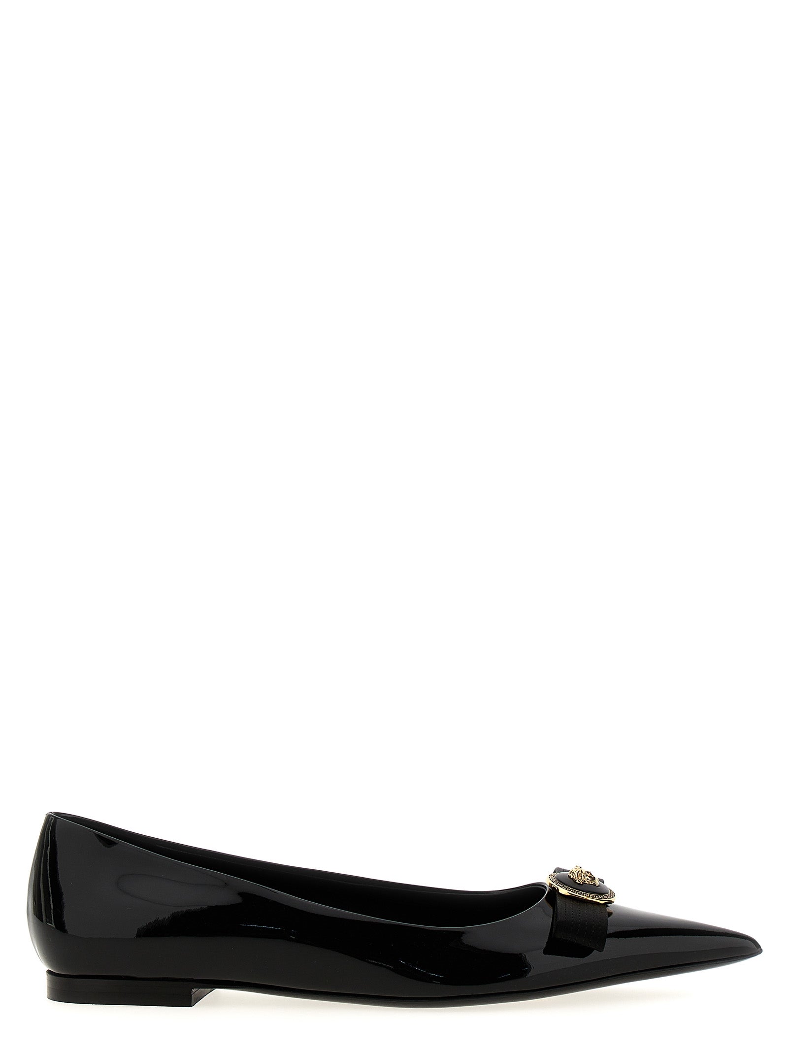 Versace-Gianni Ribbon Flat Shoes Nero-Donna