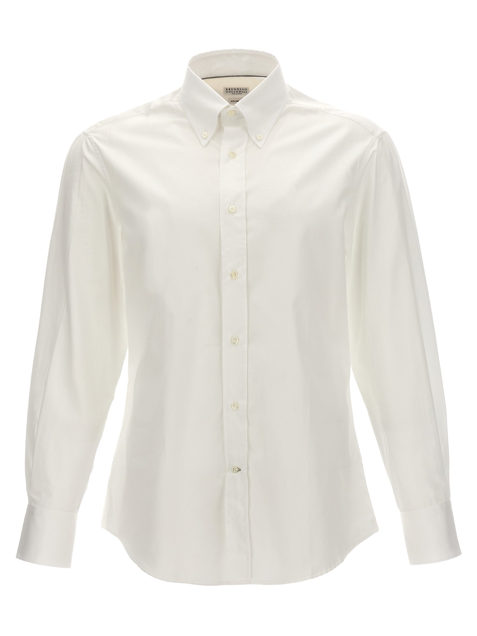 Brunello Cucinelli-Cotton Shirt Camicie Bianco-Uomo