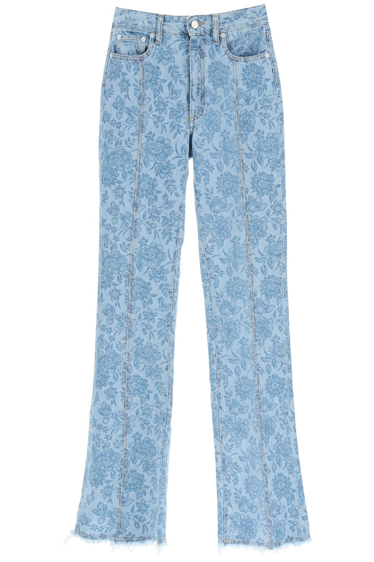 Alessandra Rich-Jeans Svasati Con Stampa Floreale-Donna