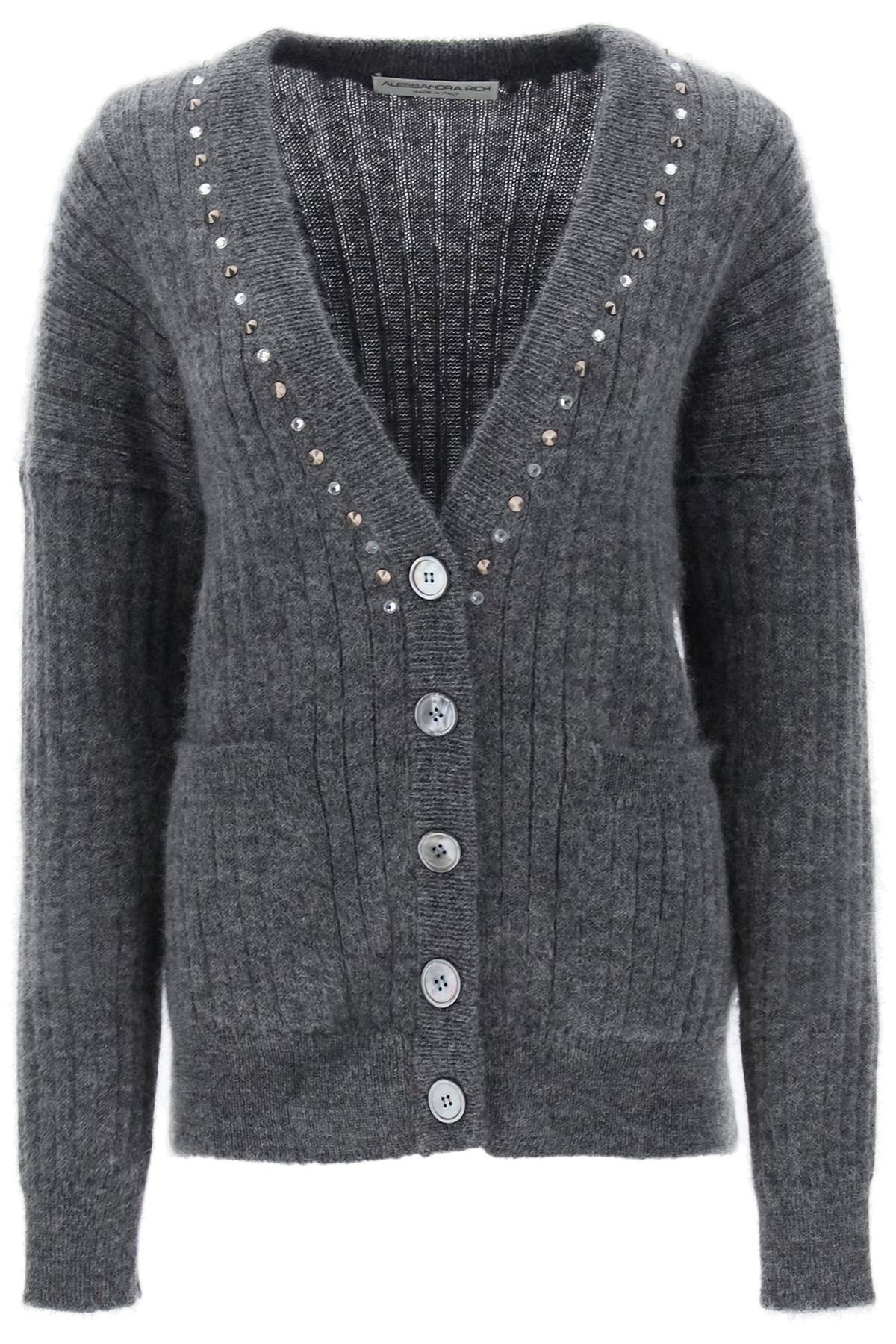 Alessandra Rich-Cardigan Con Borchie E Cristalli-Donna