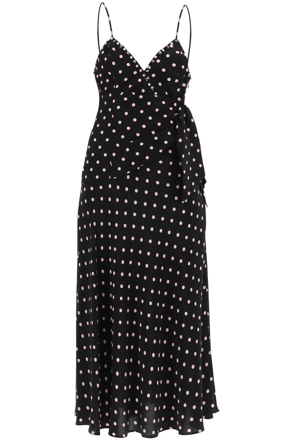 Alessandra Rich-Abito Slip A Pois Con Borchie E Cristalli-Donna