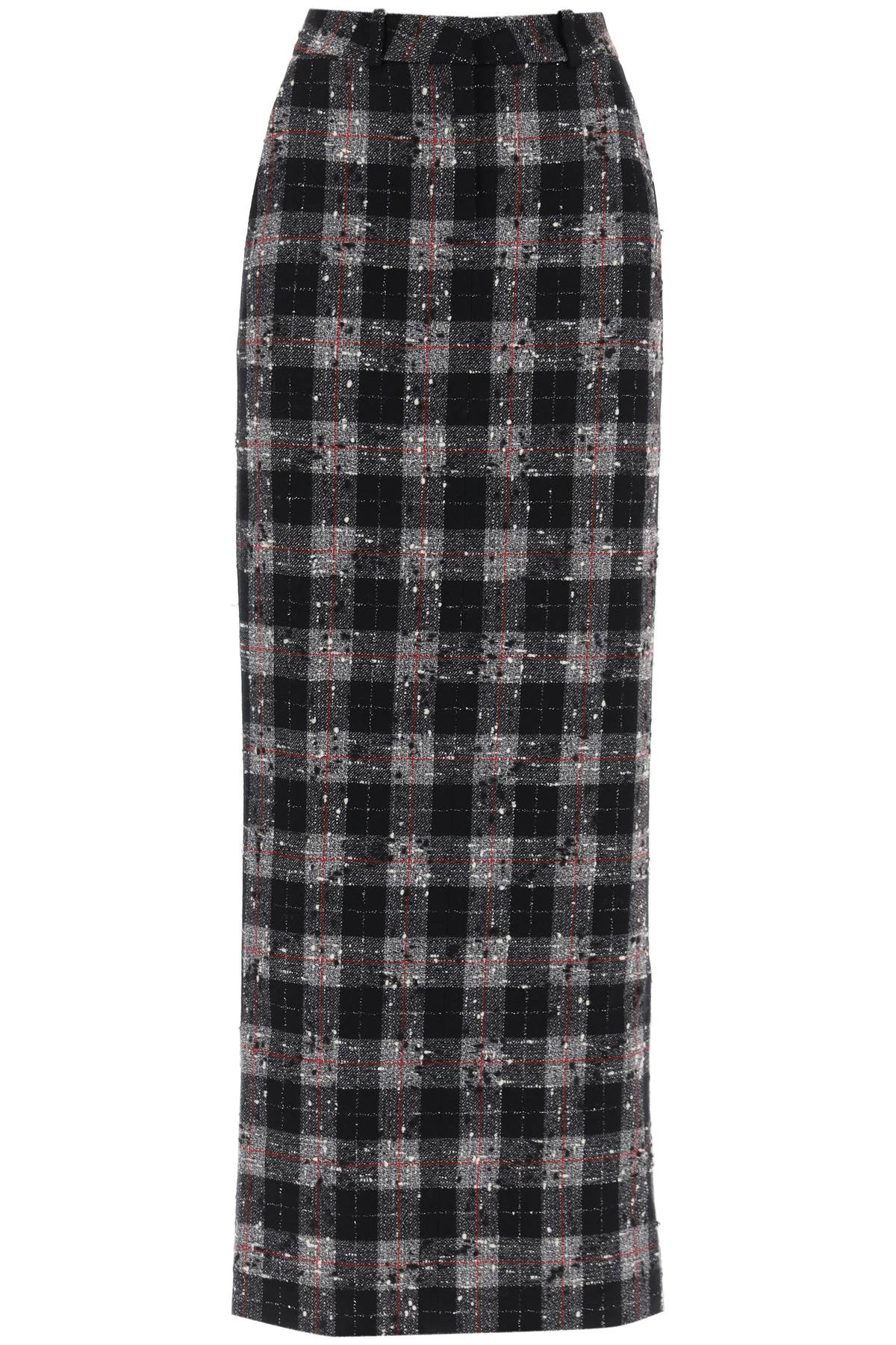 Alessandra Rich-Maxi Gonna In Tessuto Boucle' Con Motivo Check-Donna