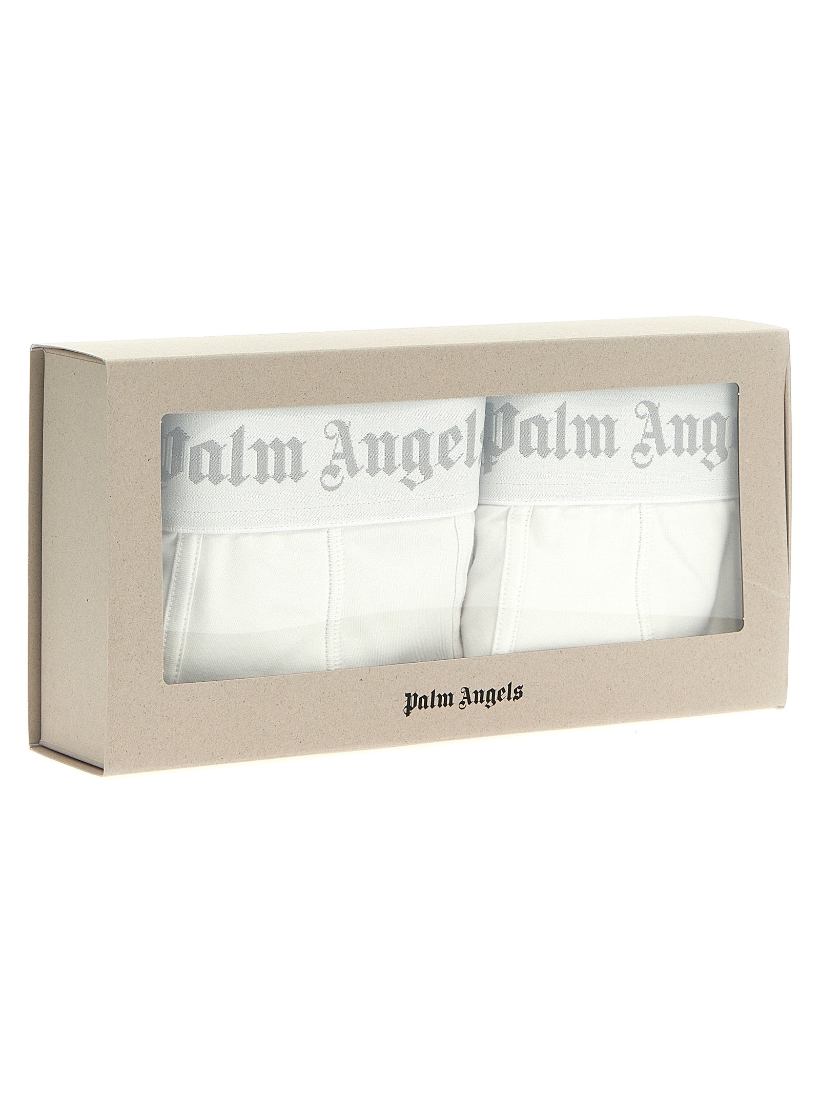 Palm Angels-2-Pack Logo Boxers Intimo Bianco-Uomo