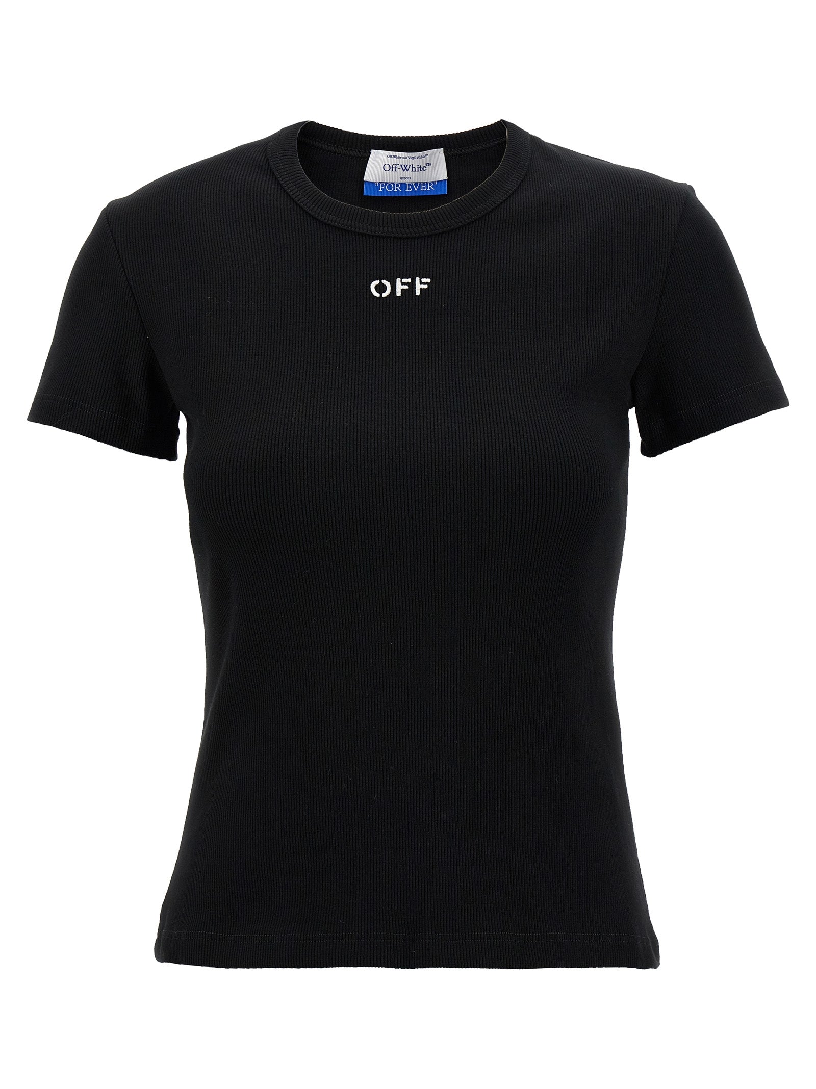 Off-White-Off Stamp T Shirt Nero-Donna