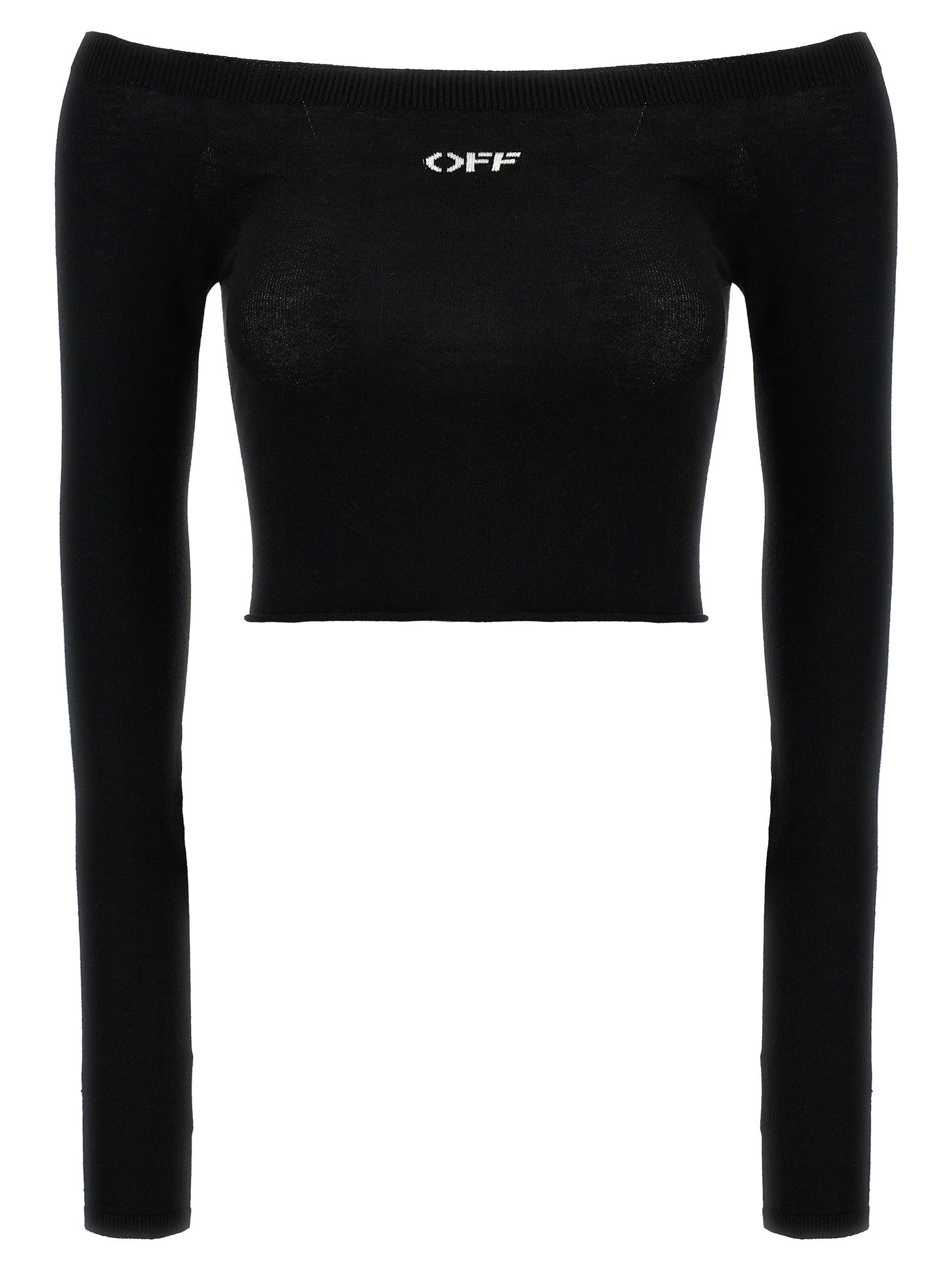 Off-White-Off Stamp Top Nero-Donna